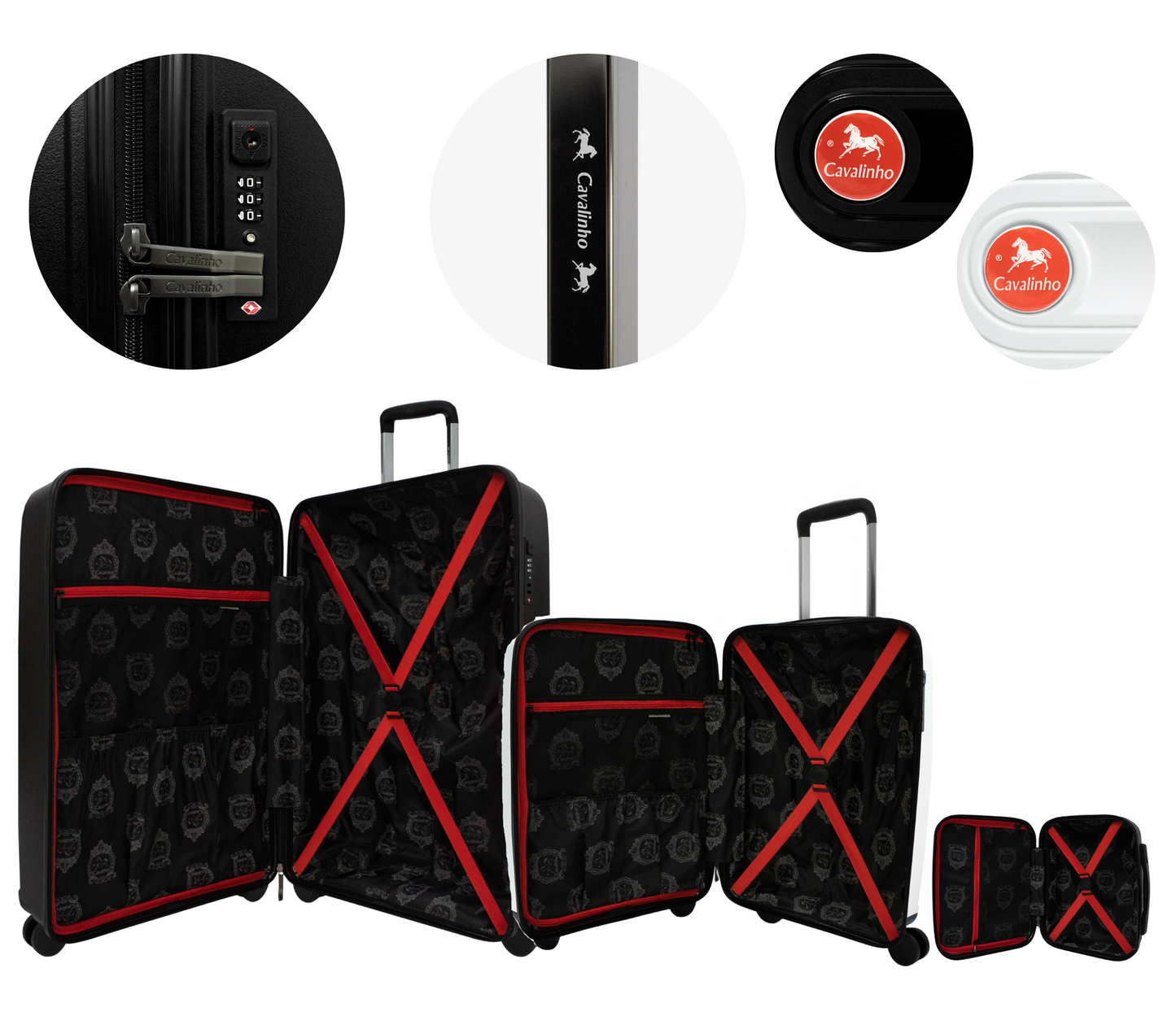 Cavalinho Canada & USA Colorful 3 Piece Luggage Set (15", 19" & 28") - Black White Black - 68020004.010601.S151928._4