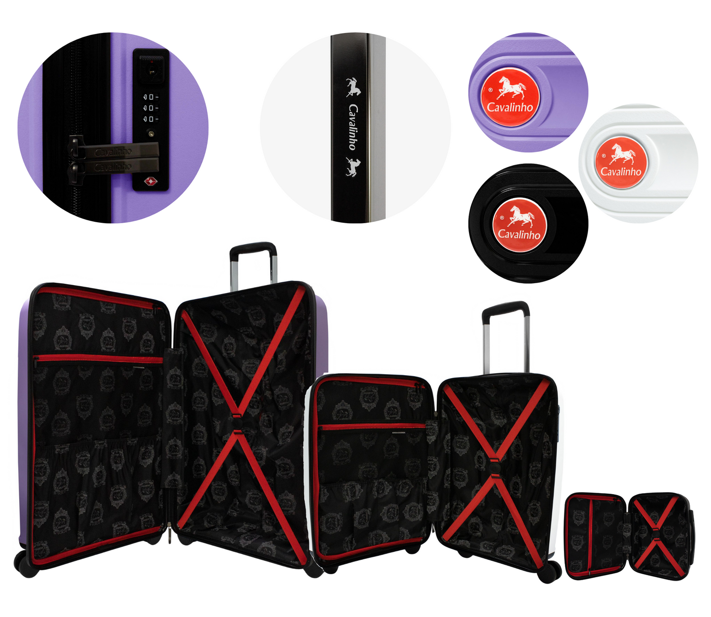 Cavalinho Canada & USA Colorful 3 Piece Luggage Set (15", 19" & 28") - Black White Lilac - 68020004.010639.S151928._4