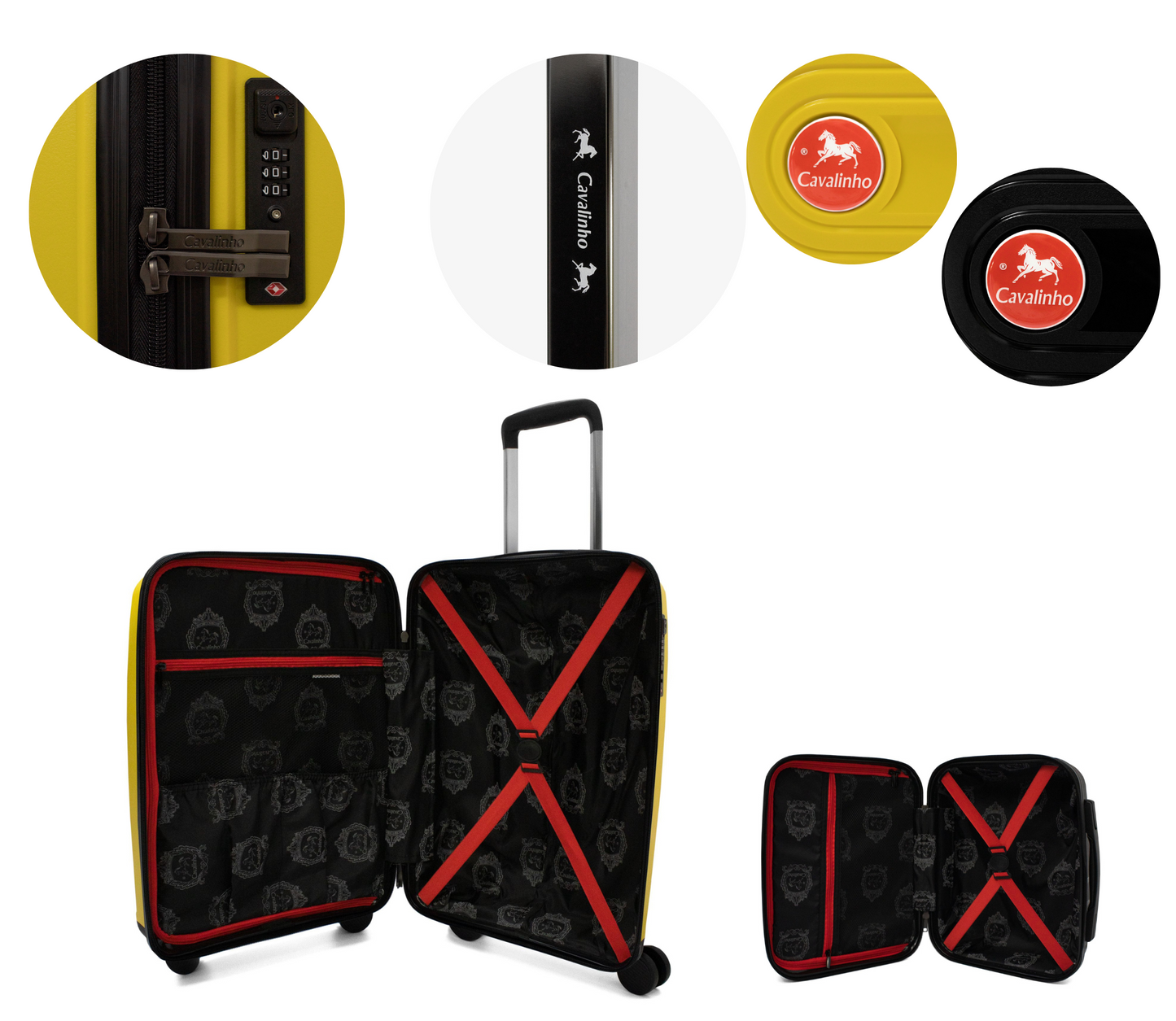 #color_ Black Yellow | Cavalinho Canada & USA Colorful 2 Piece Luggage Set (15" & 19") - Black Yellow - 68020004.0108.S1519._4
