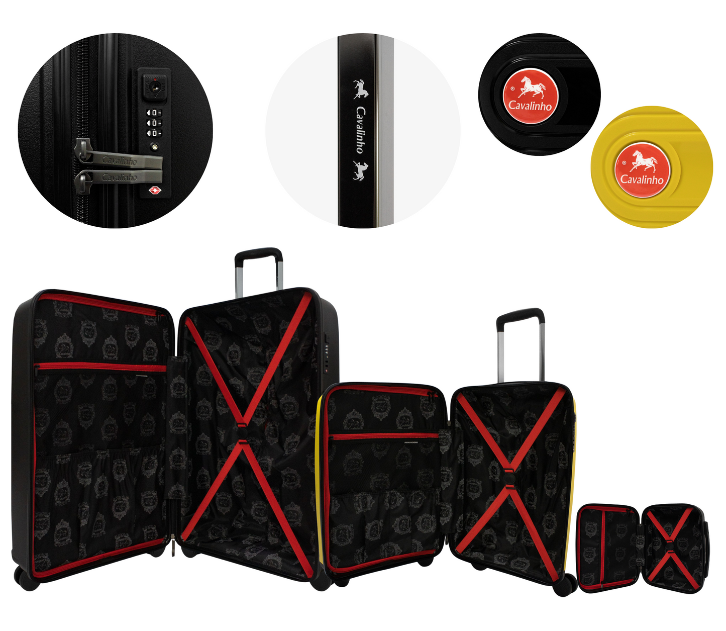 Cavalinho Canada & USA Colorful 3 Piece Luggage Set (15", 19" & 28") - Black Yellow Black - 68020004.010801.S151928._4