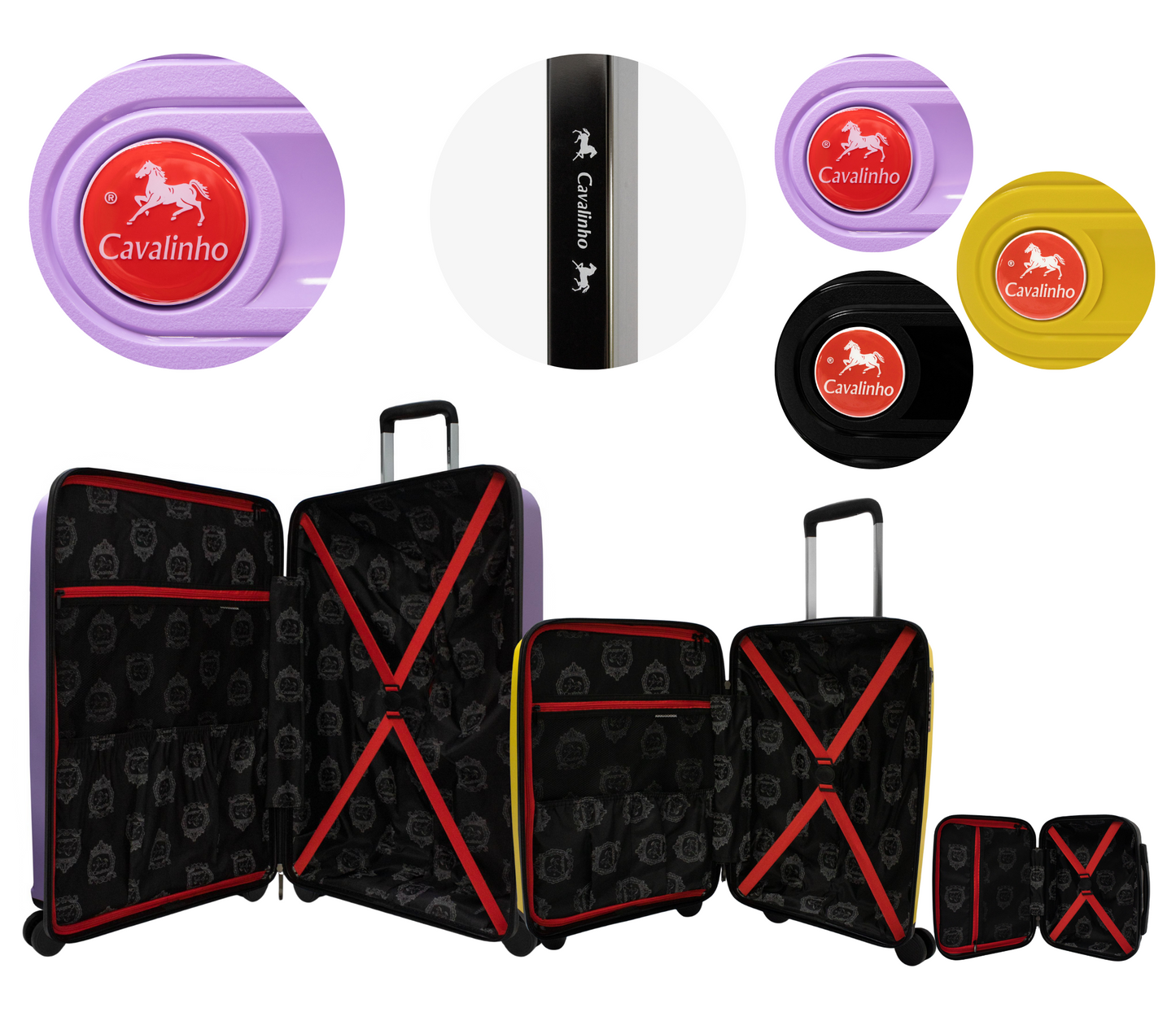 Cavalinho Canada & USA Colorful 3 Piece Luggage Set (15", 19" & 28") - Black Yellow Lilac - 68020004.010839.S151928._4