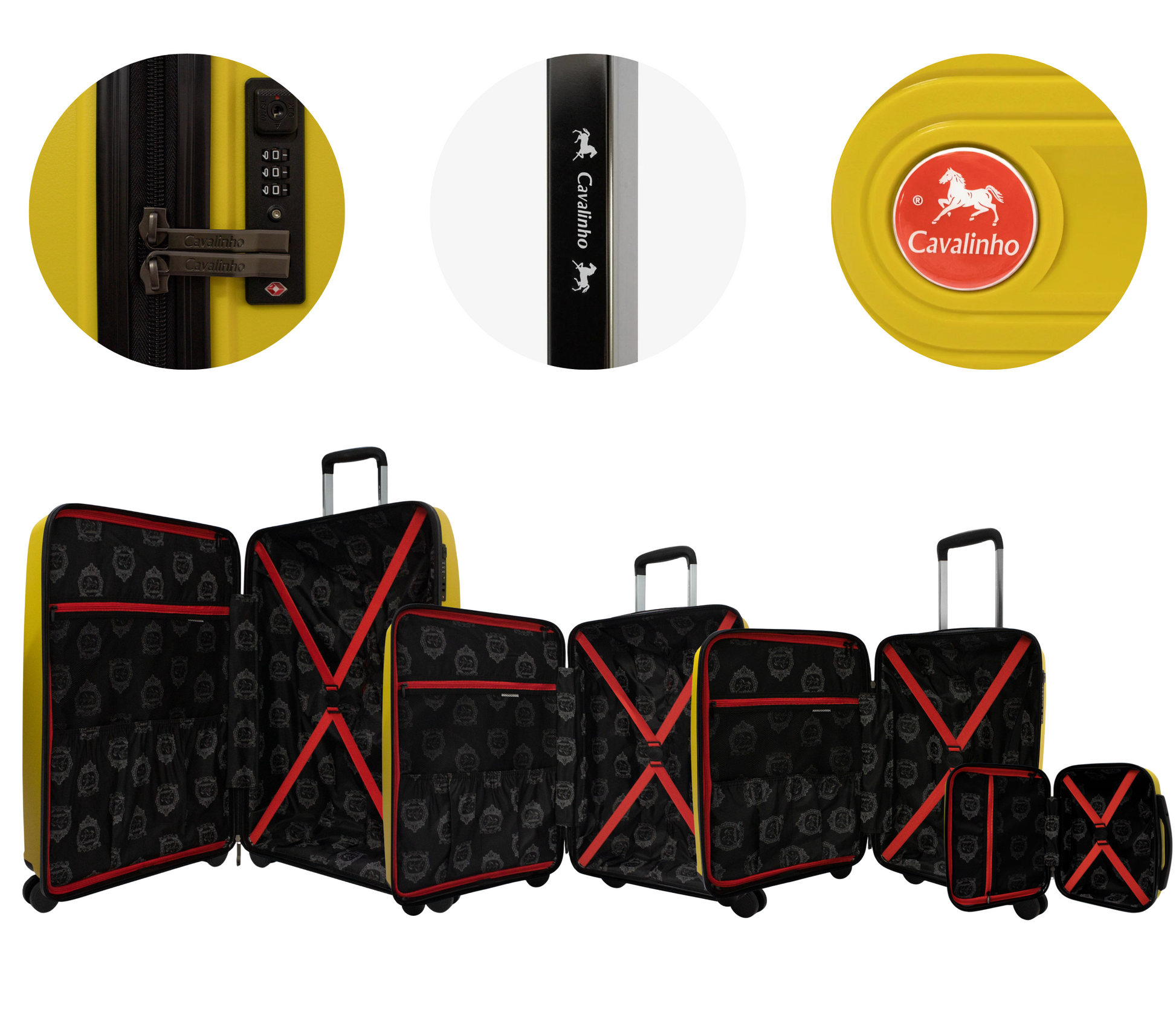 #color_ Yellow | Cavalinho Canada & USA 4 Piece Set of Colorful Hardside Luggage (15", 19", 24", 28") - Yellow - 68020004.08.S4_4