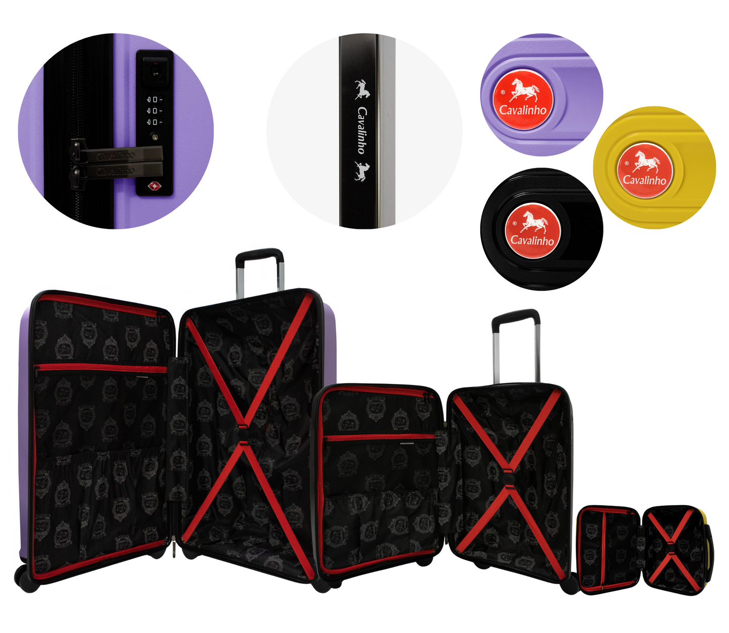 Cavalinho Canada & USA Colorful 3 Piece Luggage Set (15", 19" & 28") - Yellow Black Lilac - 68020004.080139.S151928._4