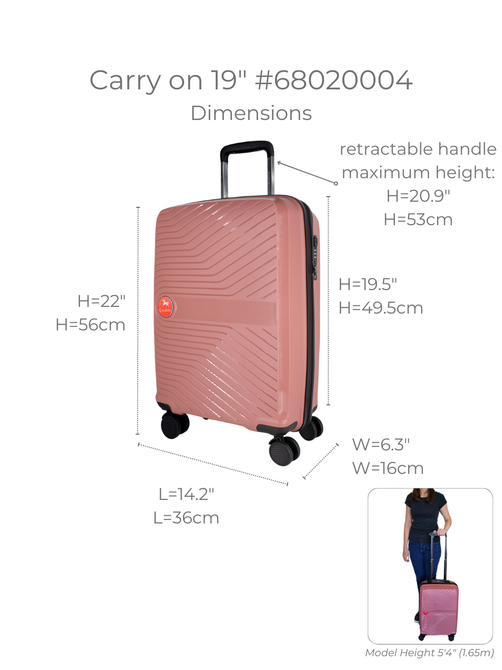 Cavalinho Colorful Carry-on Hardside Luggage (19") SKU 68020004.19 #color_yellow, lilac, black, DarkTurquoise, navy, salmon, white, coral, lightblue, green, pink, ocean blue, sand, grey, pastel blue