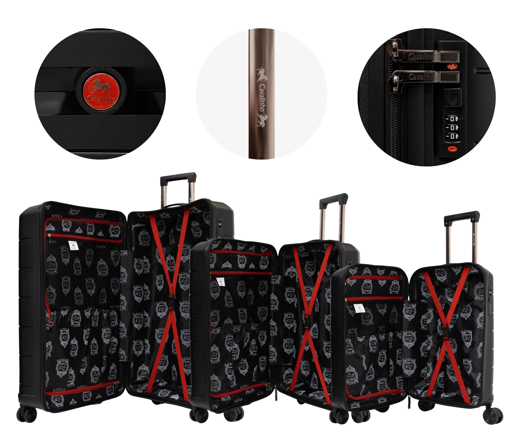 Cavalinho Canada & USA Oasis 3 Piece Luggage Set (20", 24" & 28") - Black Black Black - 68040001.010101.202428._4