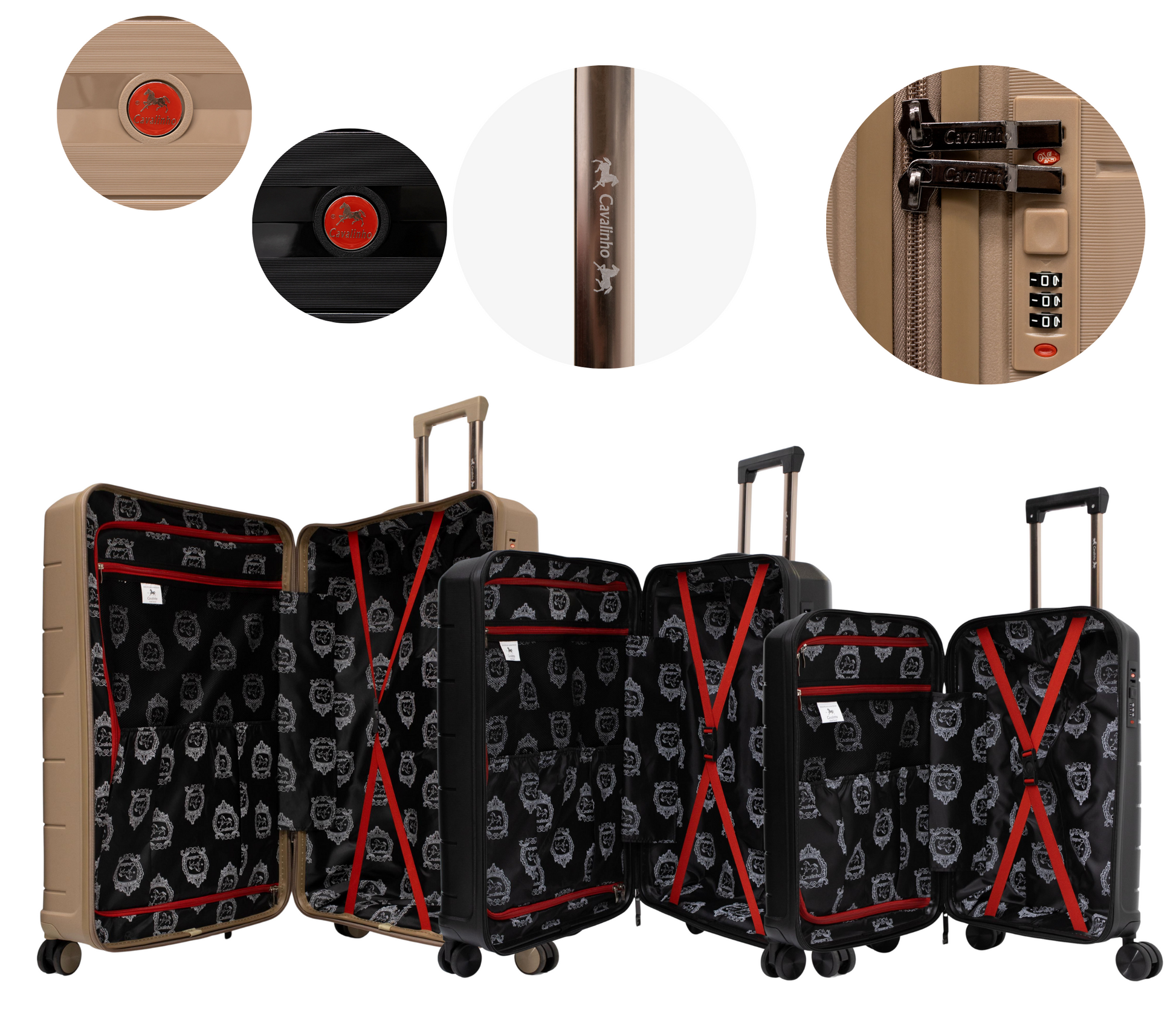 #color_ Black Black GoldenRod | Cavalinho Canada & USA Oasis 3 Piece Luggage Set (20", 24" & 28") - Black Black GoldenRod - 68040001.010107.202428._4