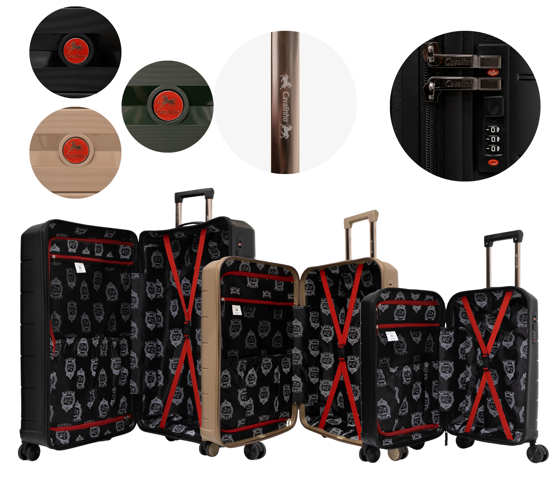 Cavalinho Canada & USA Oasis 3 Piece Luggage Set (20", 24" & 28") - Black GoldenRod Black - 68040001.010701.202428._4