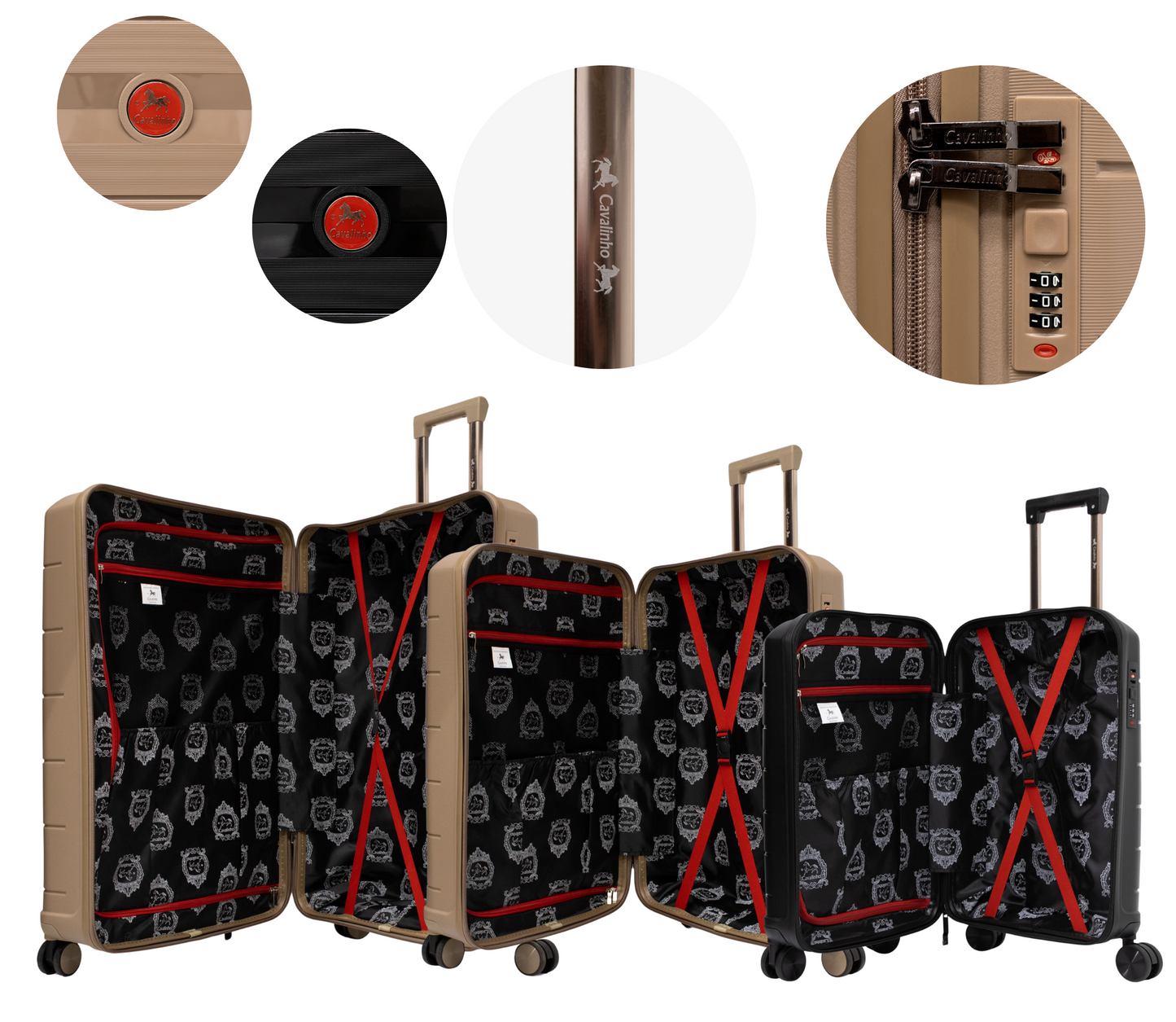 Cavalinho Canada & USA Oasis 3 Piece Luggage Set (20", 24" & 28") - Black GoldenRod GoldenRod - 68040001.010707.202428._4