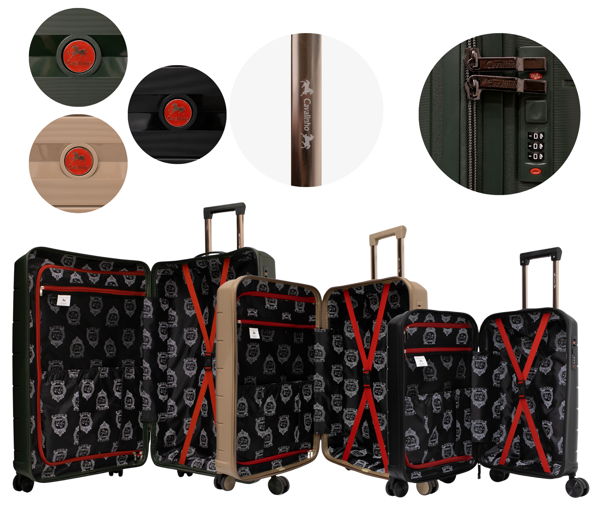 Cavalinho Canada & USA Oasis 3 Piece Luggage Set (20", 24" & 28") - Black GoldenRod DarkOliveGreen - 68040001.010709.202428._4