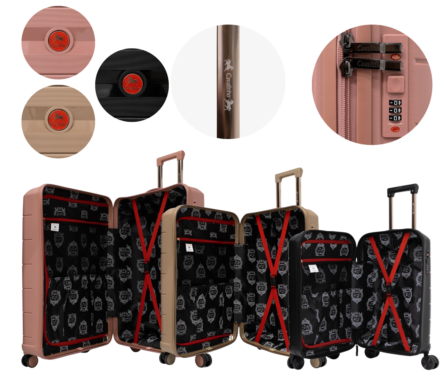 #color_ Black GoldenRod RoseGold | Cavalinho Canada & USA Oasis 3 Piece Luggage Set (20", 24" & 28") - Black GoldenRod RoseGold - 68040001.010718.202428._4