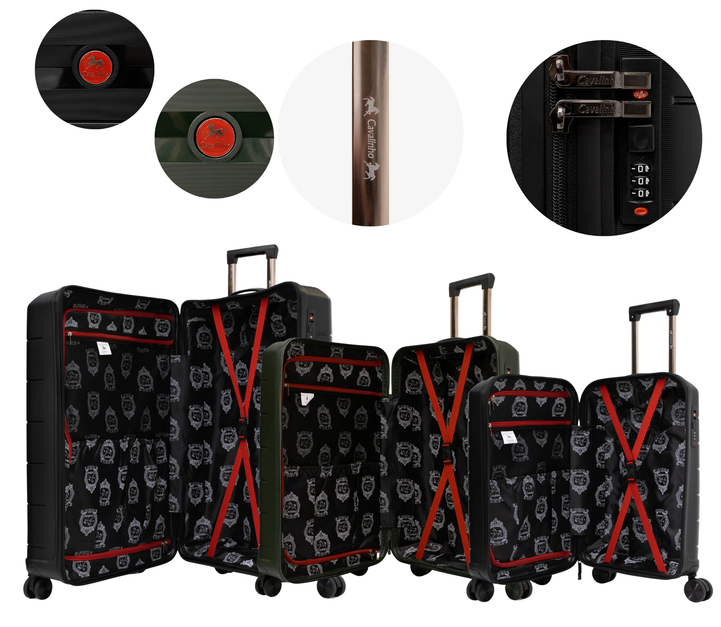 Cavalinho Canada & USA Oasis 3 Piece Luggage Set (20", 24" & 28") - Black DarkOliveGreen Black - 68040001.010901.202428._4