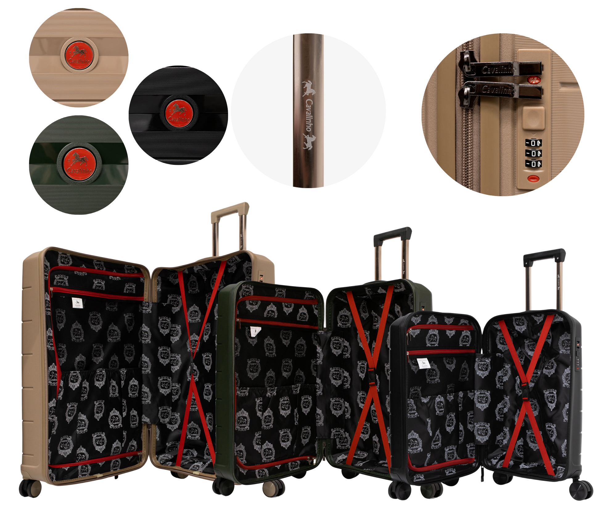 #color_ Black DarkOliveGreen GoldenRod | Cavalinho Canada & USA Oasis 3 Piece Luggage Set (20", 24" & 28") - Black DarkOliveGreen GoldenRod - 68040001.010907.202428._4