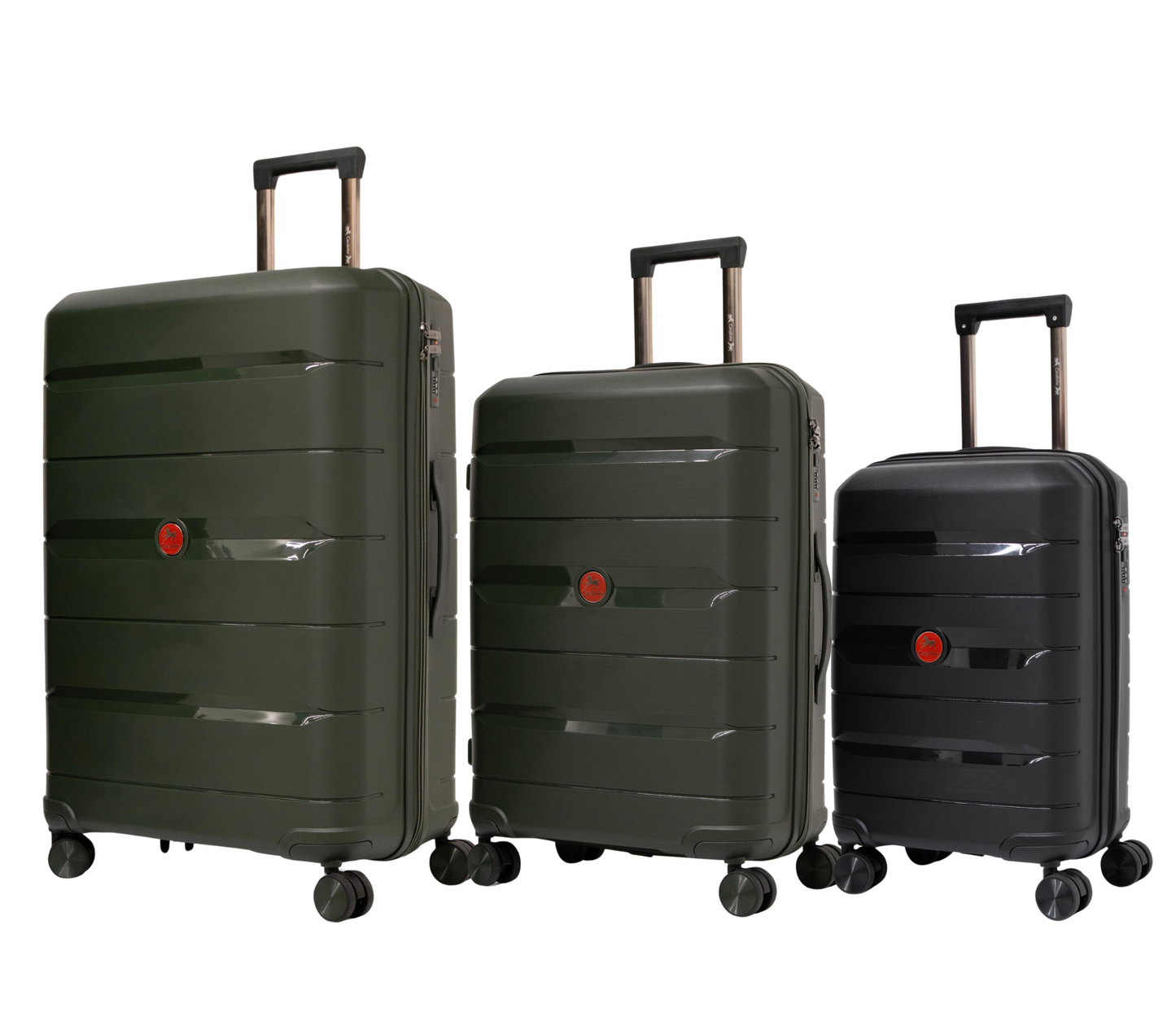 Cavalinho Canada & USA Oasis 3 Piece Luggage Set (20", 24" & 28") - Black DarkOliveGreen DarkOliveGreen - 68040001.010909.202428._2