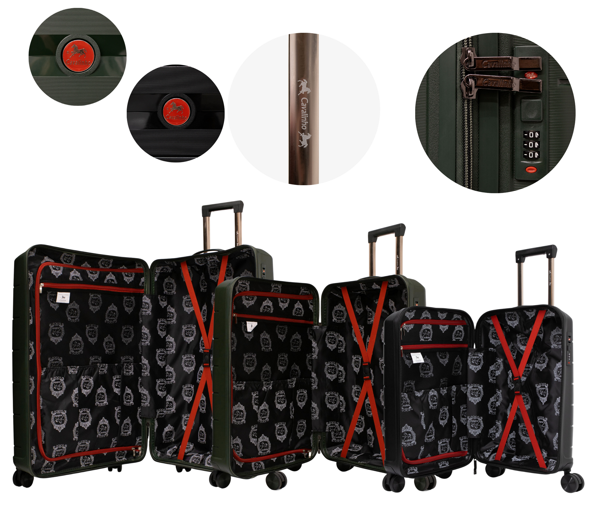 Cavalinho Canada & USA Oasis 3 Piece Luggage Set (20", 24" & 28") - Black DarkOliveGreen DarkOliveGreen - 68040001.010909.202428._4