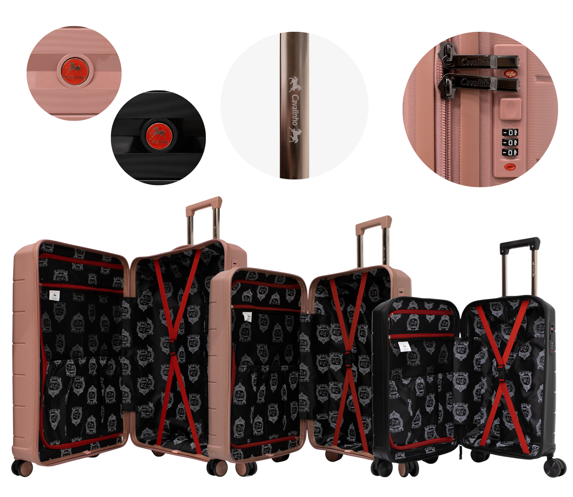 Cavalinho Canada & USA Oasis 3 Piece Luggage Set (20", 24" & 28") - Black RoseGold RoseGold - 68040001.011818.202428._4