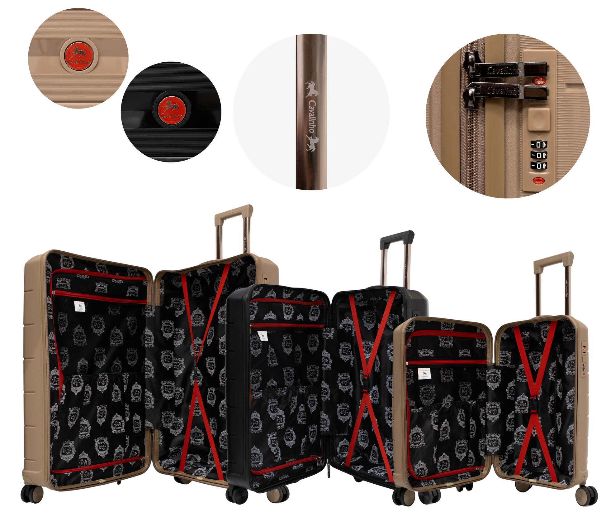 Cavalinho Canada & USA Oasis 3 Piece Luggage Set (20", 24" & 28") - GoldenRod Black GoldenRod - 68040001.070107.202428._4