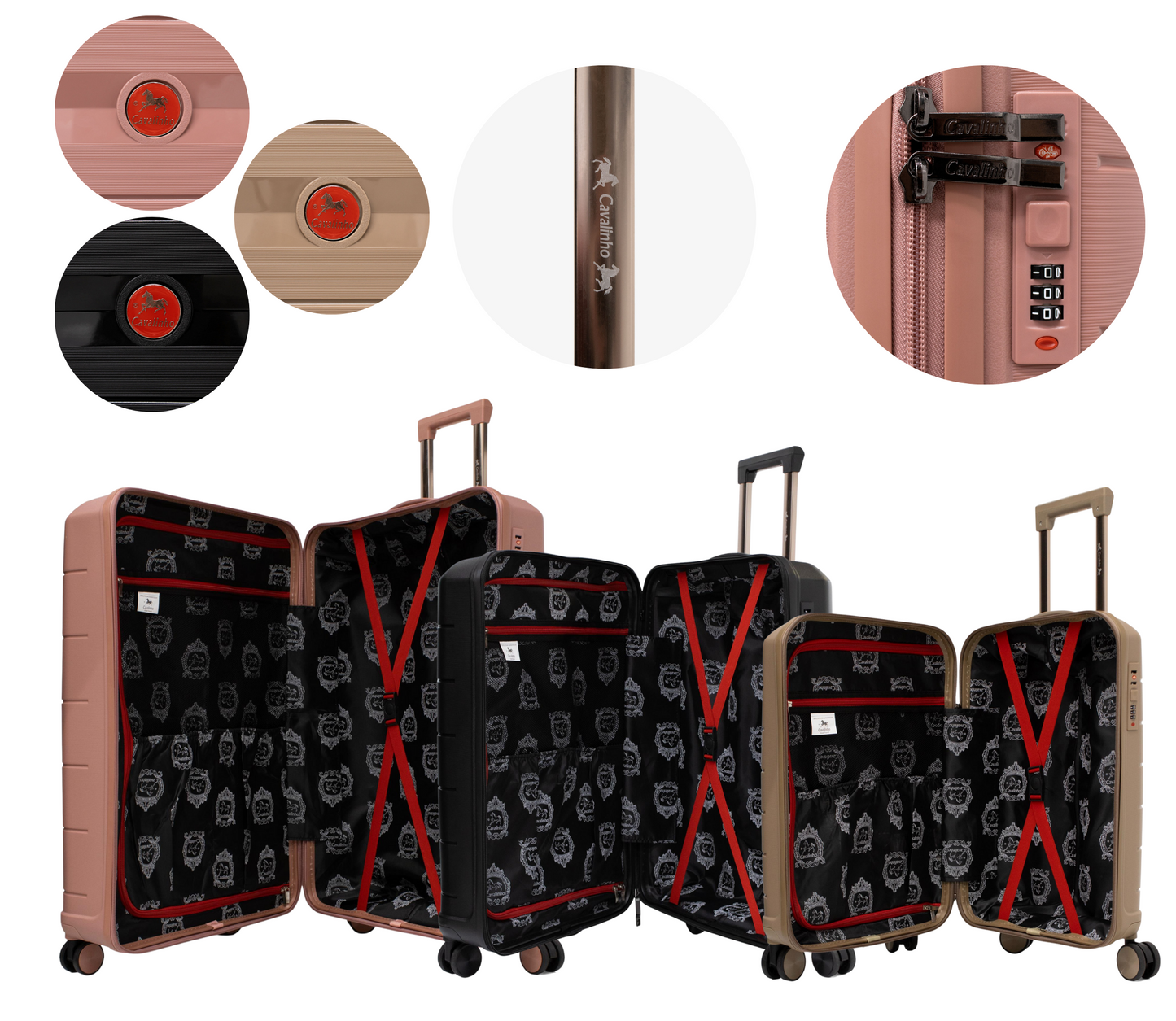 #color_ GoldenRod Black RoseGold | Cavalinho Canada & USA Oasis 3 Piece Luggage Set (20", 24" & 28") - GoldenRod Black RoseGold - 68040001.070118.202428._4