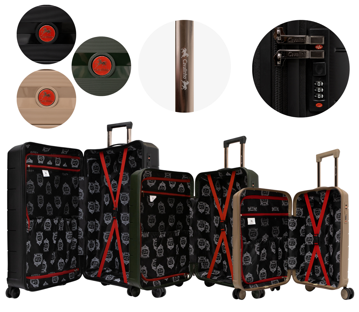 Cavalinho Canada & USA Oasis 3 Piece Luggage Set (20", 24" & 28") - GoldenRod DarkOliveGreen Black - 68040001.070901.202428._4