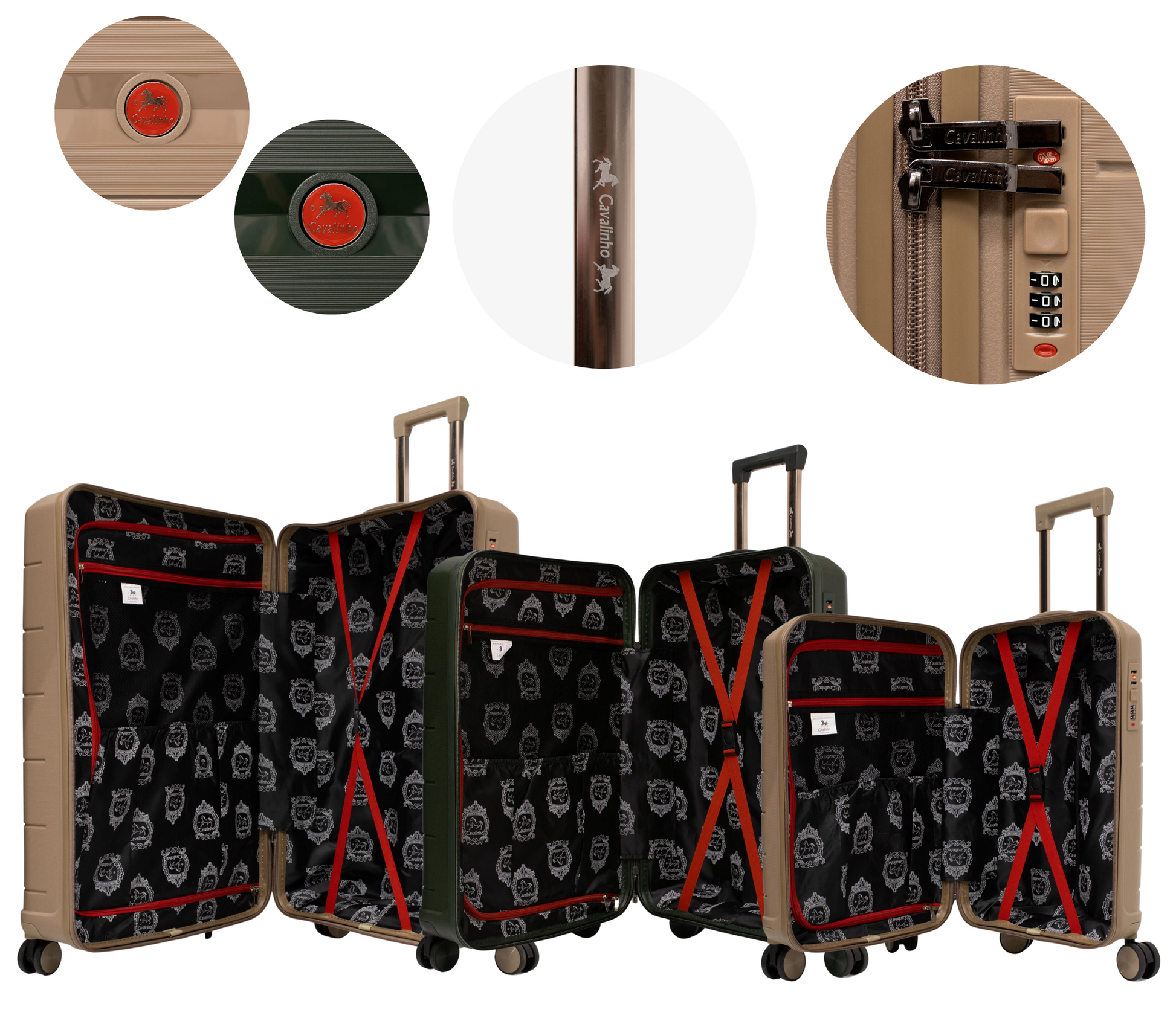Cavalinho Canada & USA Oasis 3 Piece Luggage Set (20", 24" & 28") - GoldenRod DarkOliveGreen GoldenRod - 68040001.070907.202428._4