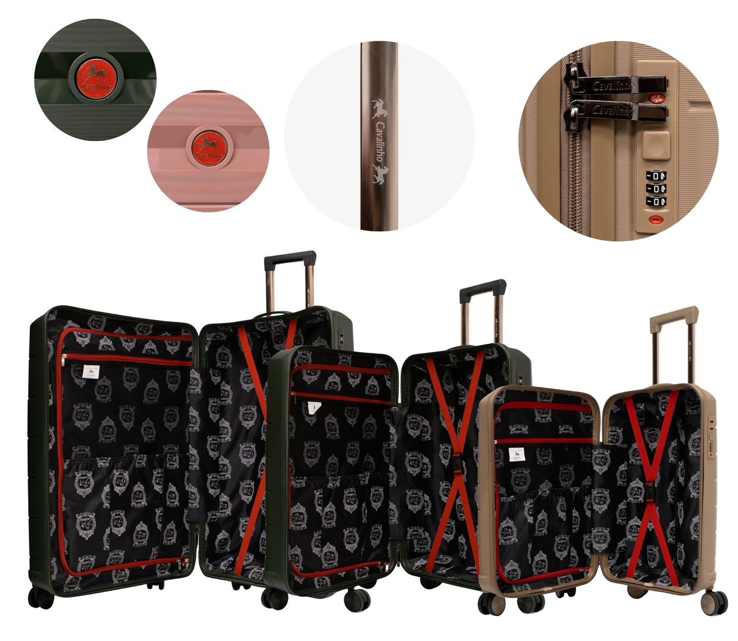 Cavalinho Canada & USA Oasis 3 Piece Luggage Set (20", 24" & 28") - GoldenRod DarkOliveGreen DarkOliveGreen - 68040001.070909.202428._4