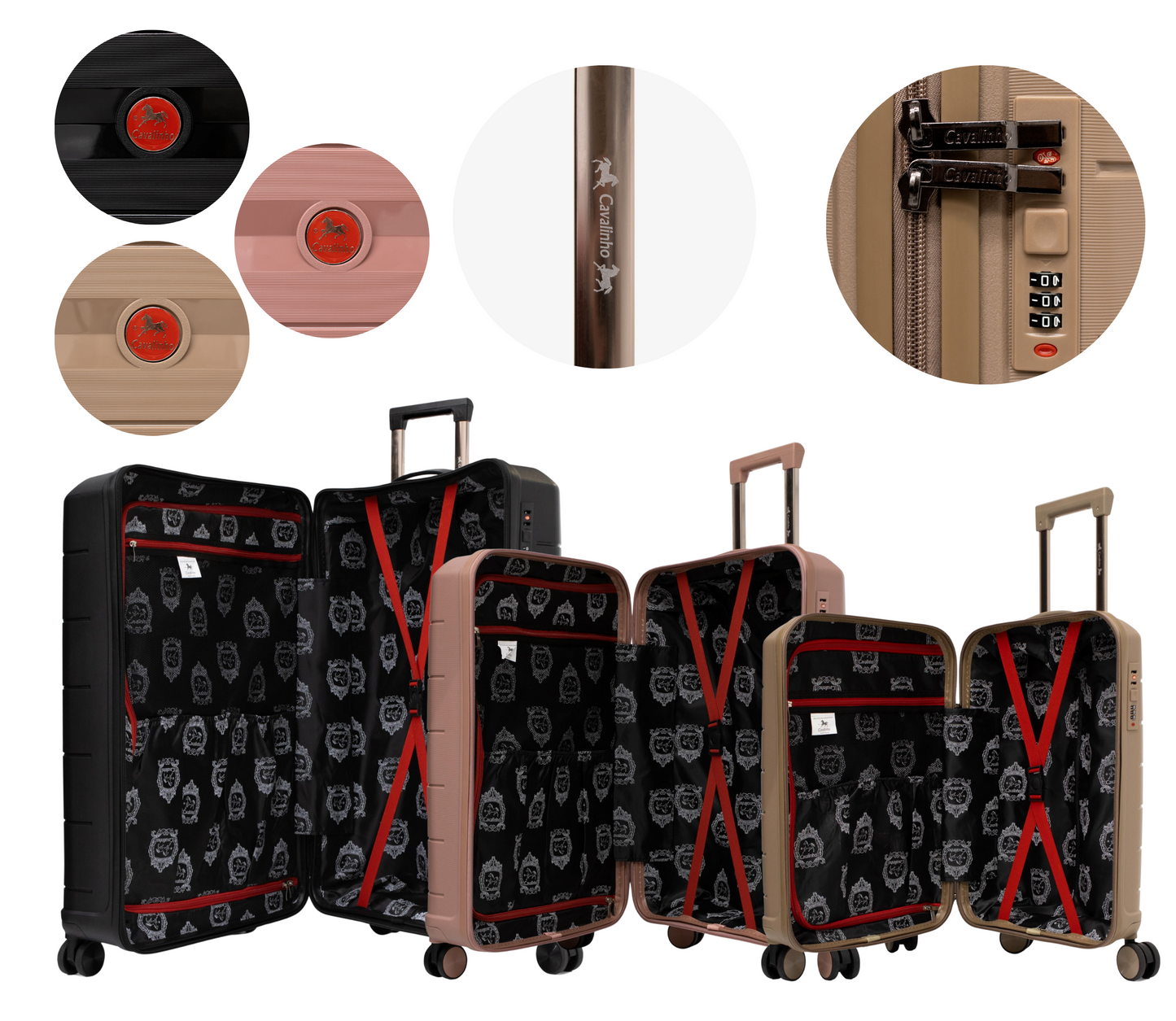 Cavalinho Canada & USA Oasis 3 Piece Luggage Set (20", 24" & 28") - GoldenRod RoseGold Black - 68040001.071801.202428._4