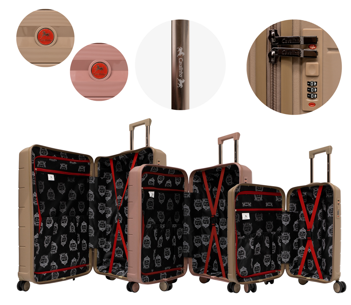 Cavalinho Canada & USA Oasis 3 Piece Luggage Set (20", 24" & 28") - GoldenRod RoseGold GoldenRod - 68040001.071807.202428._4