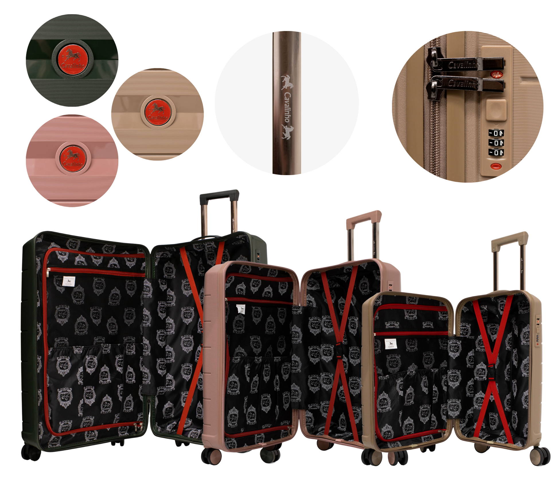 #color_ GoldenRod RoseGold DarkOliveGreen | Cavalinho Canada & USA Oasis 3 Piece Luggage Set (20", 24" & 28") - GoldenRod RoseGold DarkOliveGreen - 68040001.071809.202428._4