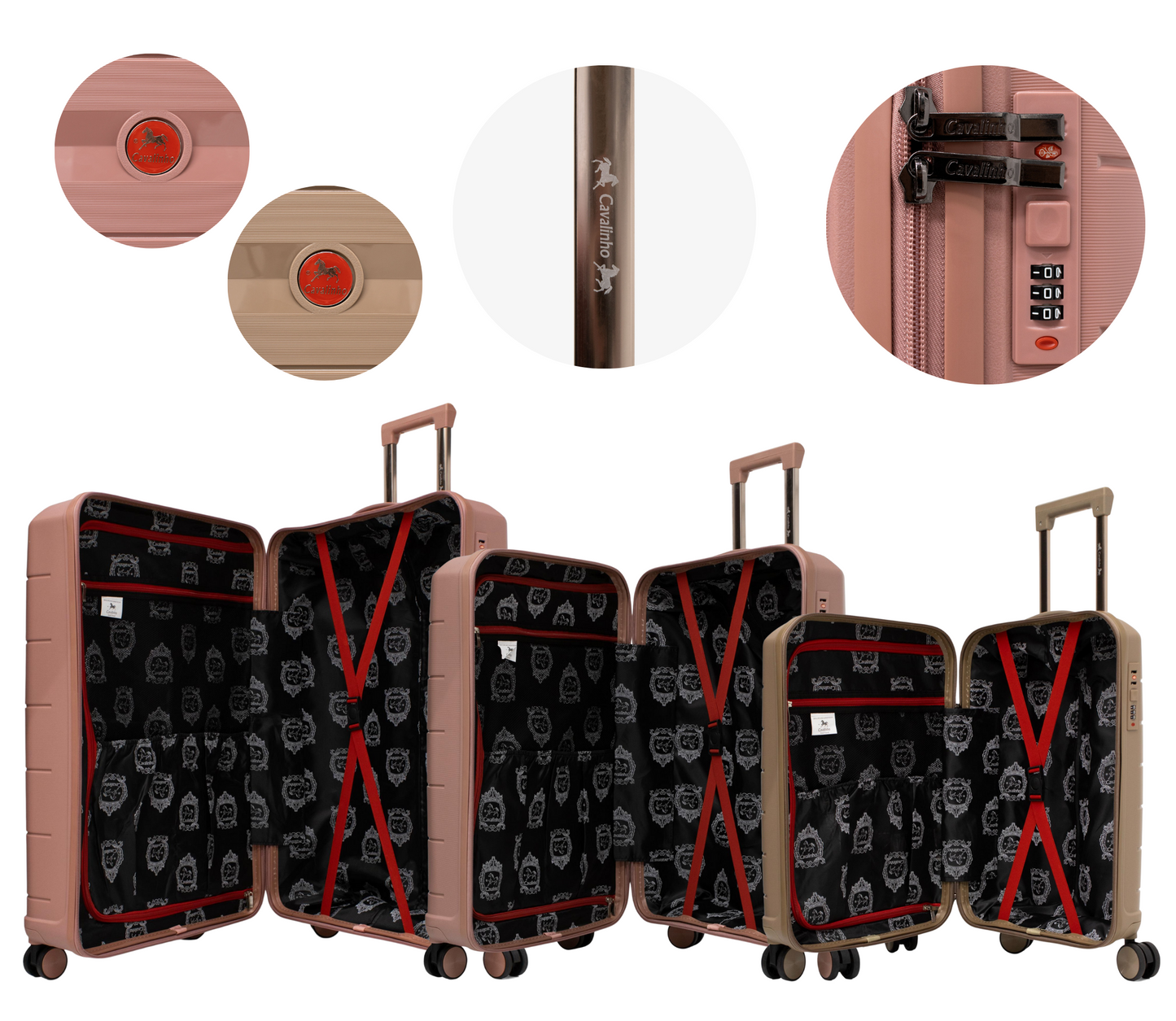 Cavalinho Canada & USA Oasis 3 Piece Luggage Set (20", 24" & 28") - GoldenRod RoseGold RoseGold - 68040001.071818.202428._4