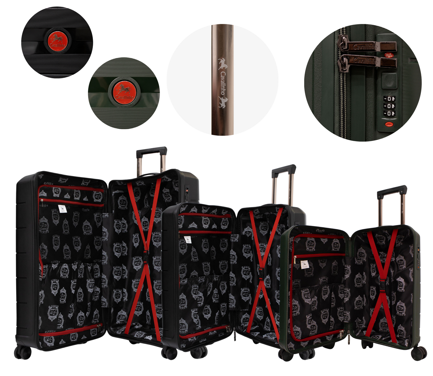 Cavalinho Canada & USA Oasis 3 Piece Luggage Set (20", 24" & 28") - DarkOliveGreen Black Black - 68040001.090101.202428._4