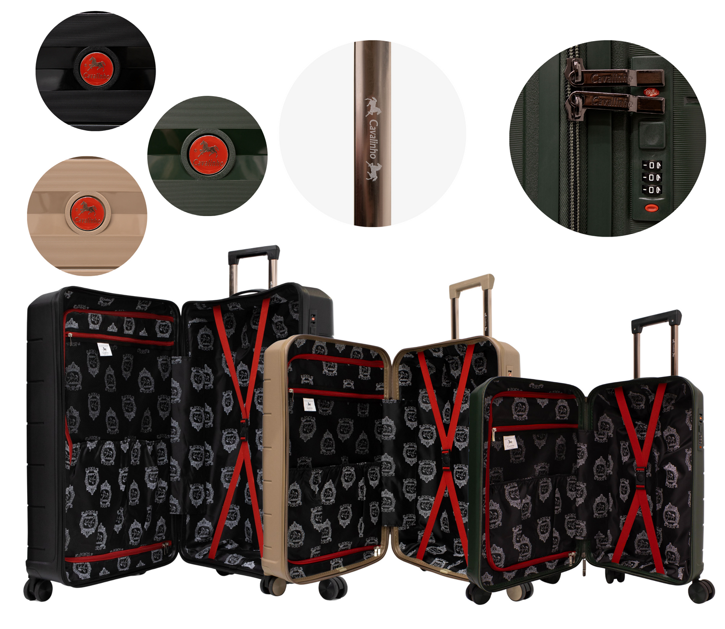 Cavalinho Canada & USA Oasis 3 Piece Luggage Set (20", 24" & 28") - DarkOliveGreen GoldenRod Black - 68040001.090701.202428._4