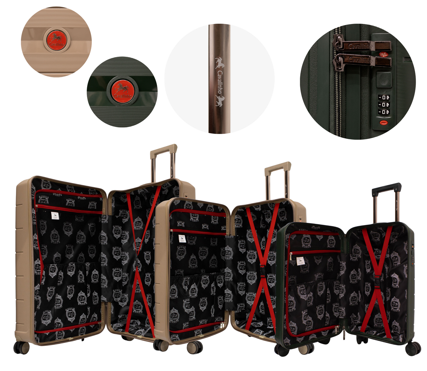 Cavalinho Canada & USA Oasis 3 Piece Luggage Set (20", 24" & 28") - DarkOliveGreen GoldenRod GoldenRod - 68040001.090707.202428._4