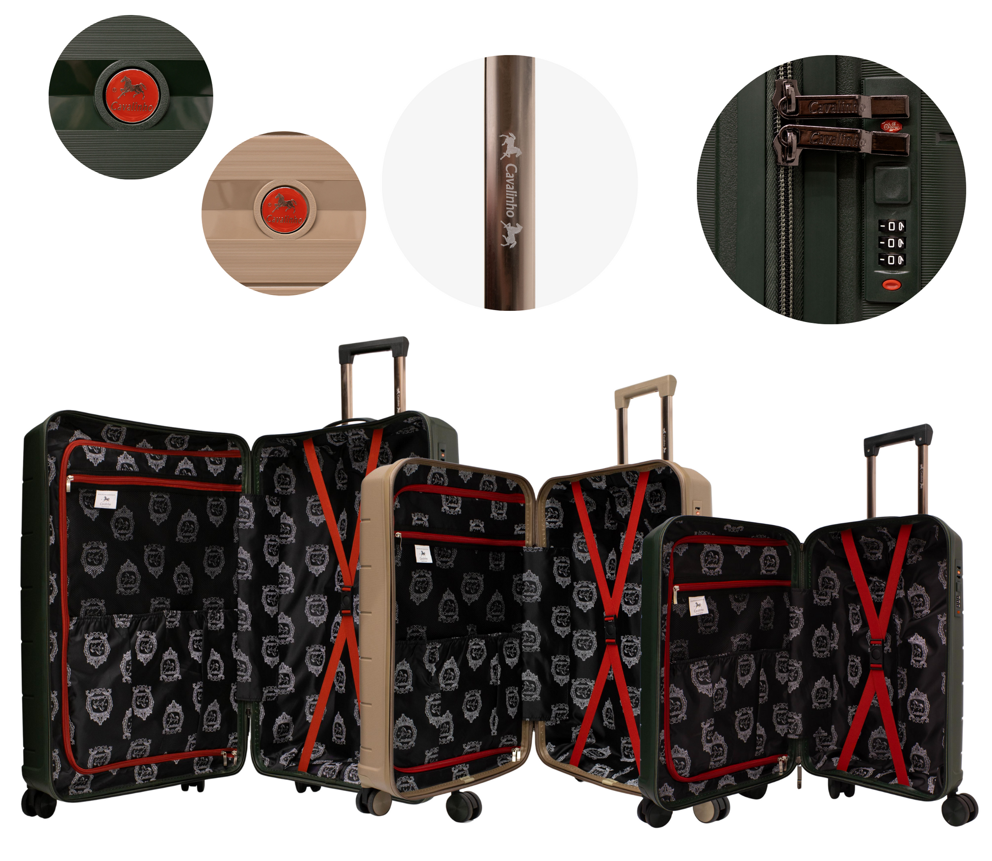 Cavalinho Canada & USA Oasis 3 Piece Luggage Set (20", 24" & 28") - DarkOliveGreen GoldenRod DarkOliveGreen - 68040001.090709.202428._4