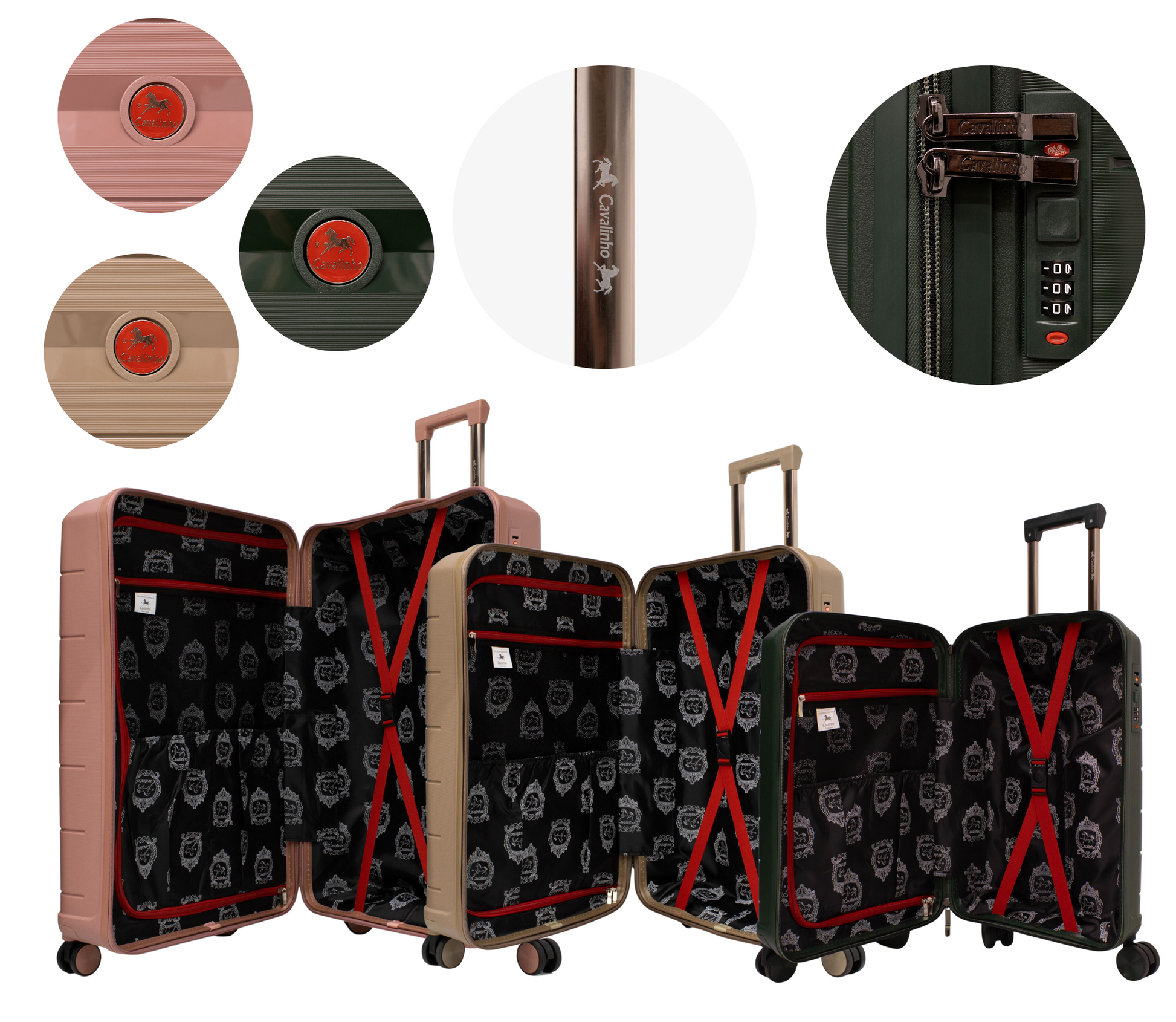 #color_ DarkOliveGreen GoldenRod RoseGold | Cavalinho Canada & USA Oasis 3 Piece Luggage Set (20", 24" & 28") - DarkOliveGreen GoldenRod RoseGold - 68040001.090718.202428._4