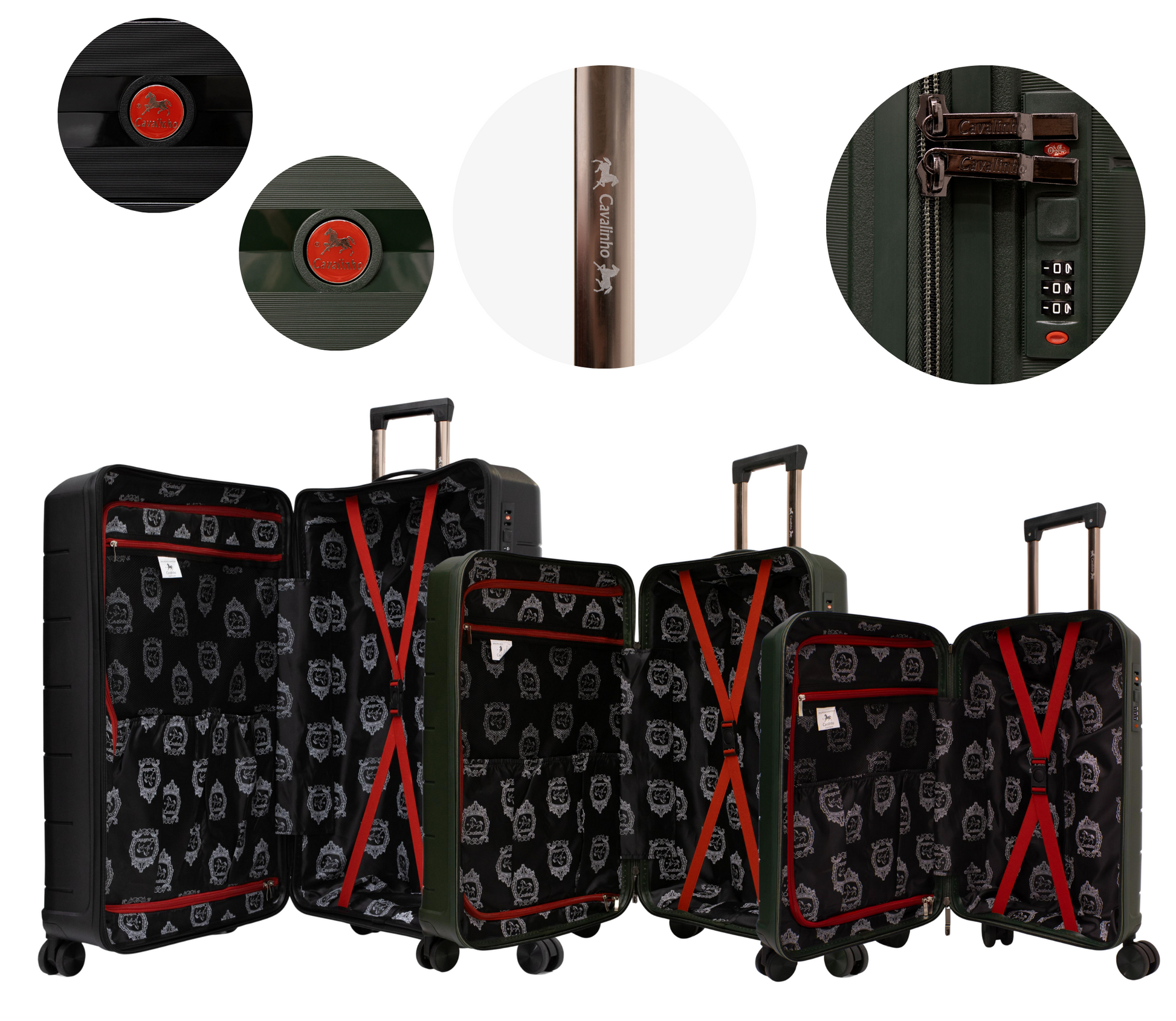 Cavalinho Canada & USA Oasis 3 Piece Luggage Set (20", 24" & 28") - DarkOliveGreen DarkOliveGreen Black - 68040001.090901.202428._4