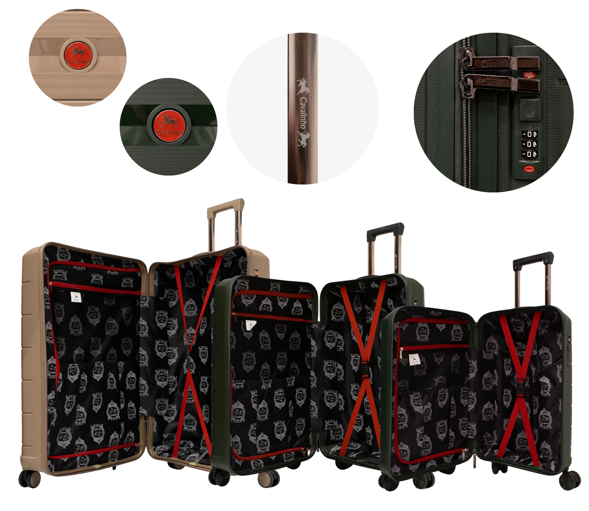 Cavalinho Canada & USA Oasis 3 Piece Luggage Set (20", 24" & 28") - DarkOliveGreen DarkOliveGreen GoldenRod - 68040001.090907.202428._4