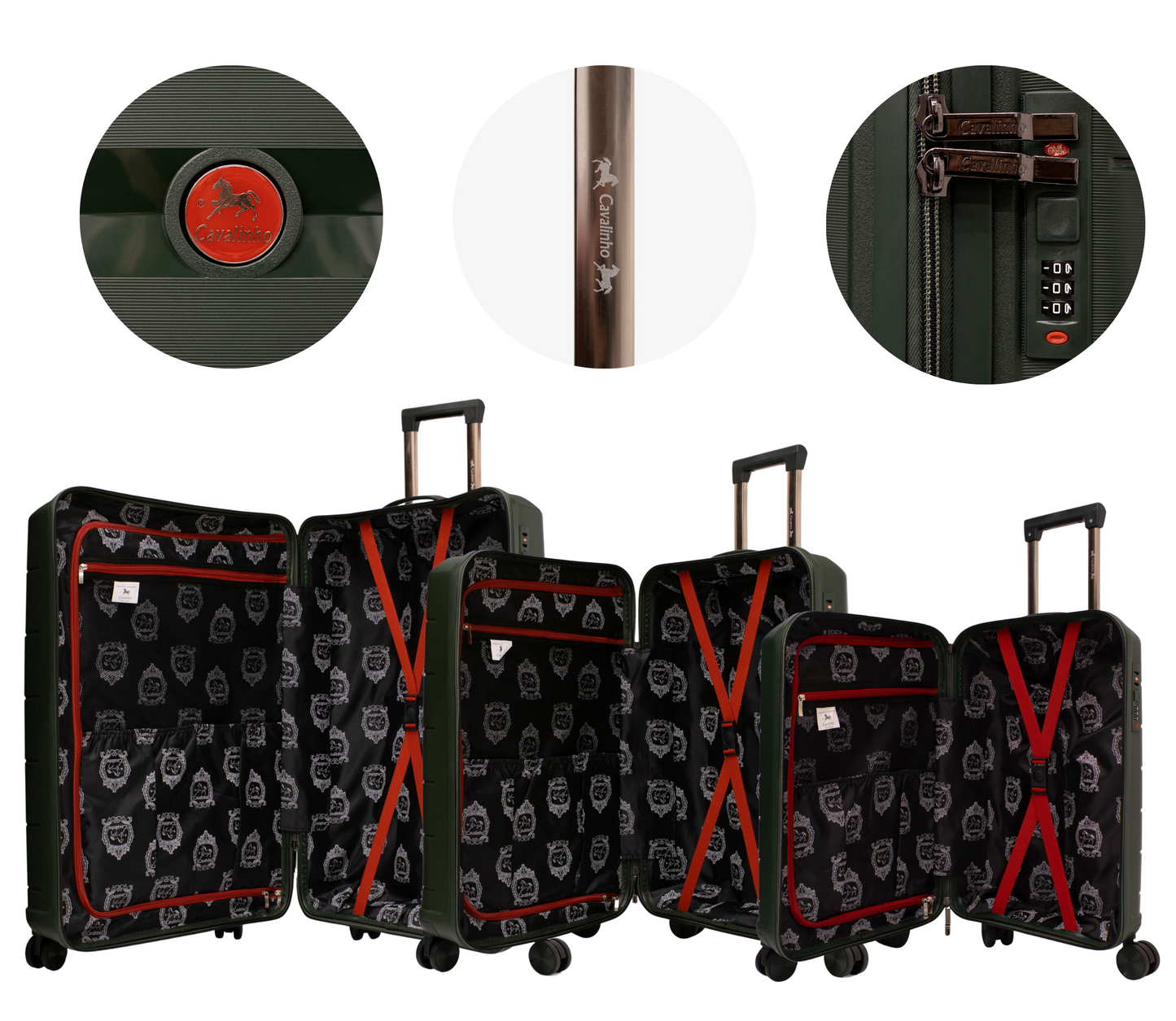 Cavalinho Canada & USA Oasis 3 Piece Luggage Set (20", 24" & 28") - DarkOliveGreen DarkOliveGreen DarkOliveGreen - 68040001.090909.202428._4