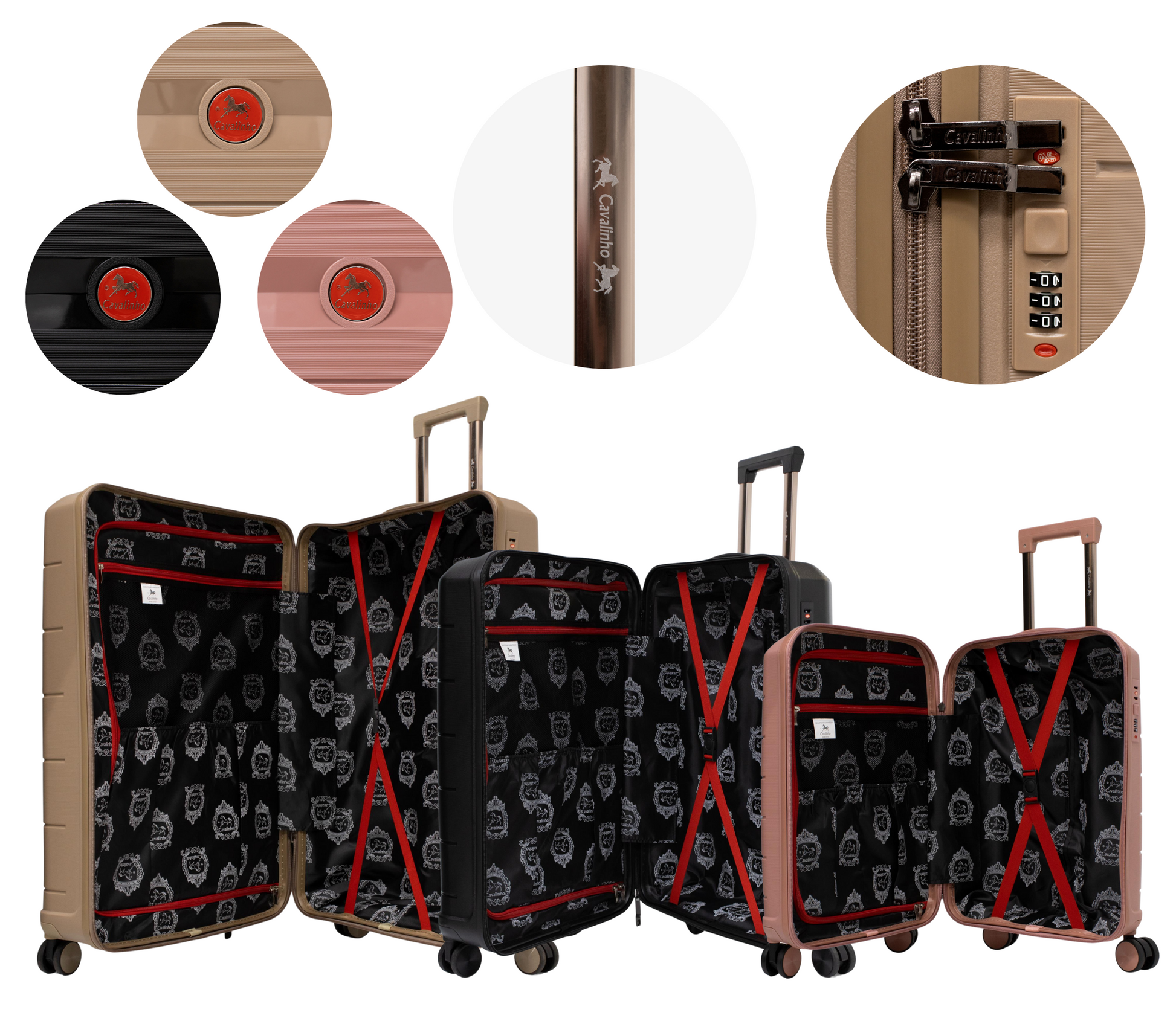 Cavalinho Canada & USA Oasis 3 Piece Luggage Set (20", 24" & 28") - RoseGold Black GoldenRod - 68040001.180107.202428._4