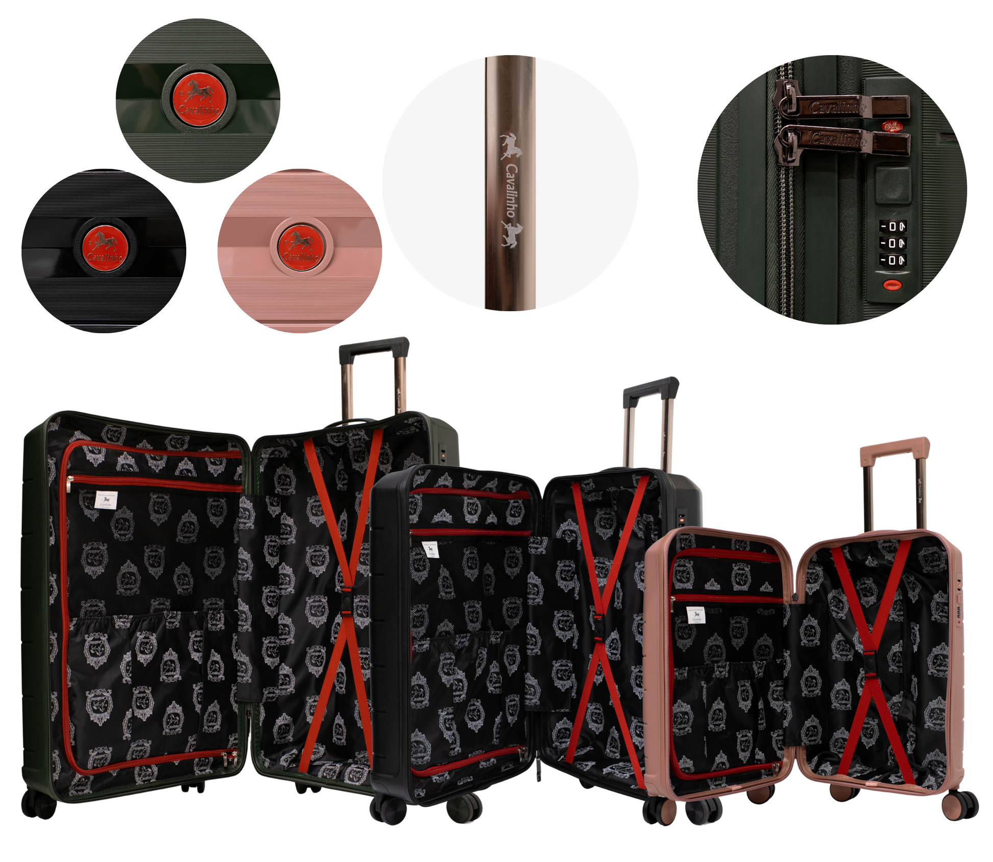 Cavalinho Canada & USA Oasis 3 Piece Luggage Set (20", 24" & 28") - RoseGold Black DarkOliveGreen - 68040001.180109.202428._4