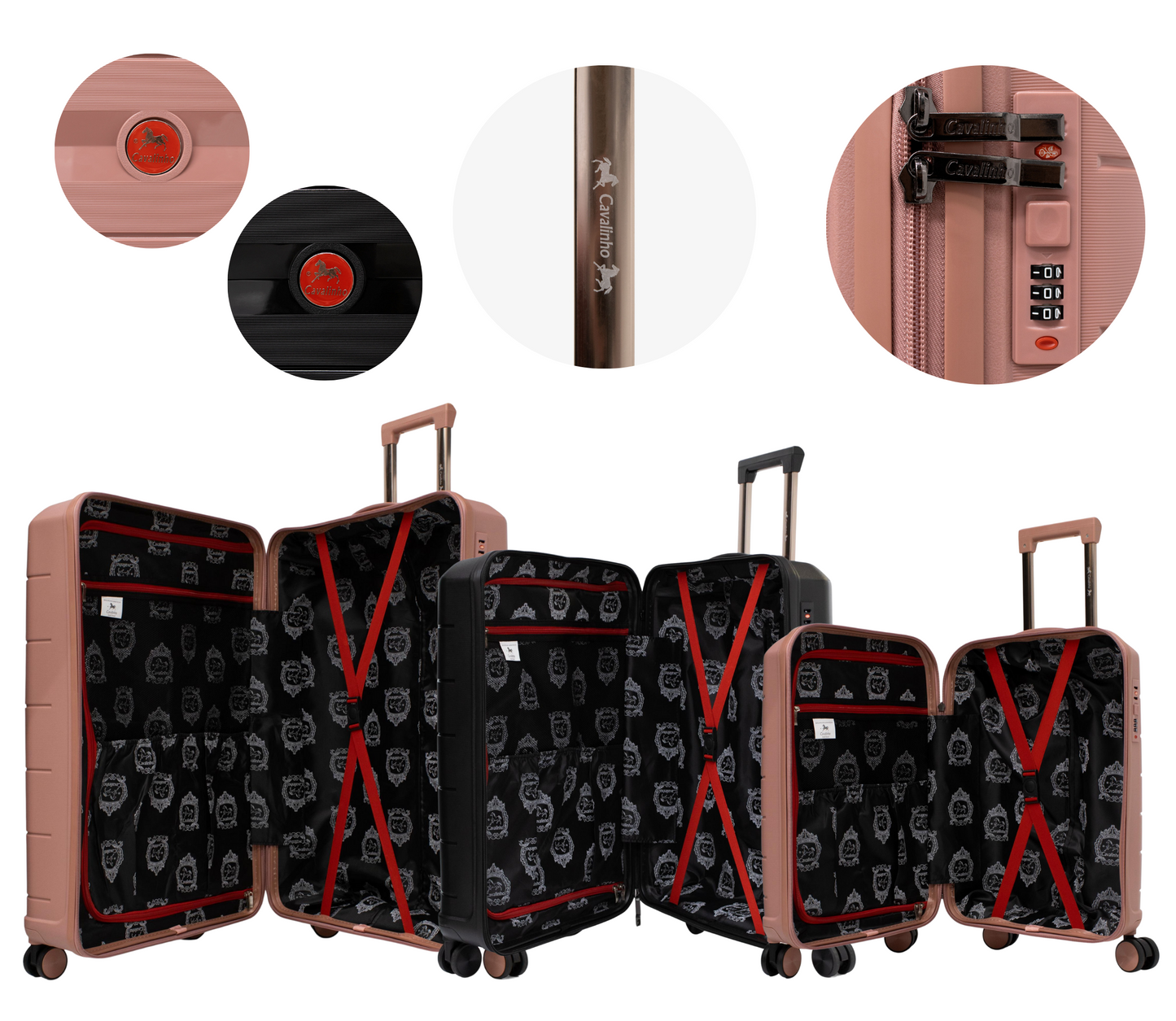 Cavalinho Canada & USA Oasis 3 Piece Luggage Set (20", 24" & 28") - RoseGold Black RoseGold - 68040001.180118.202428._4