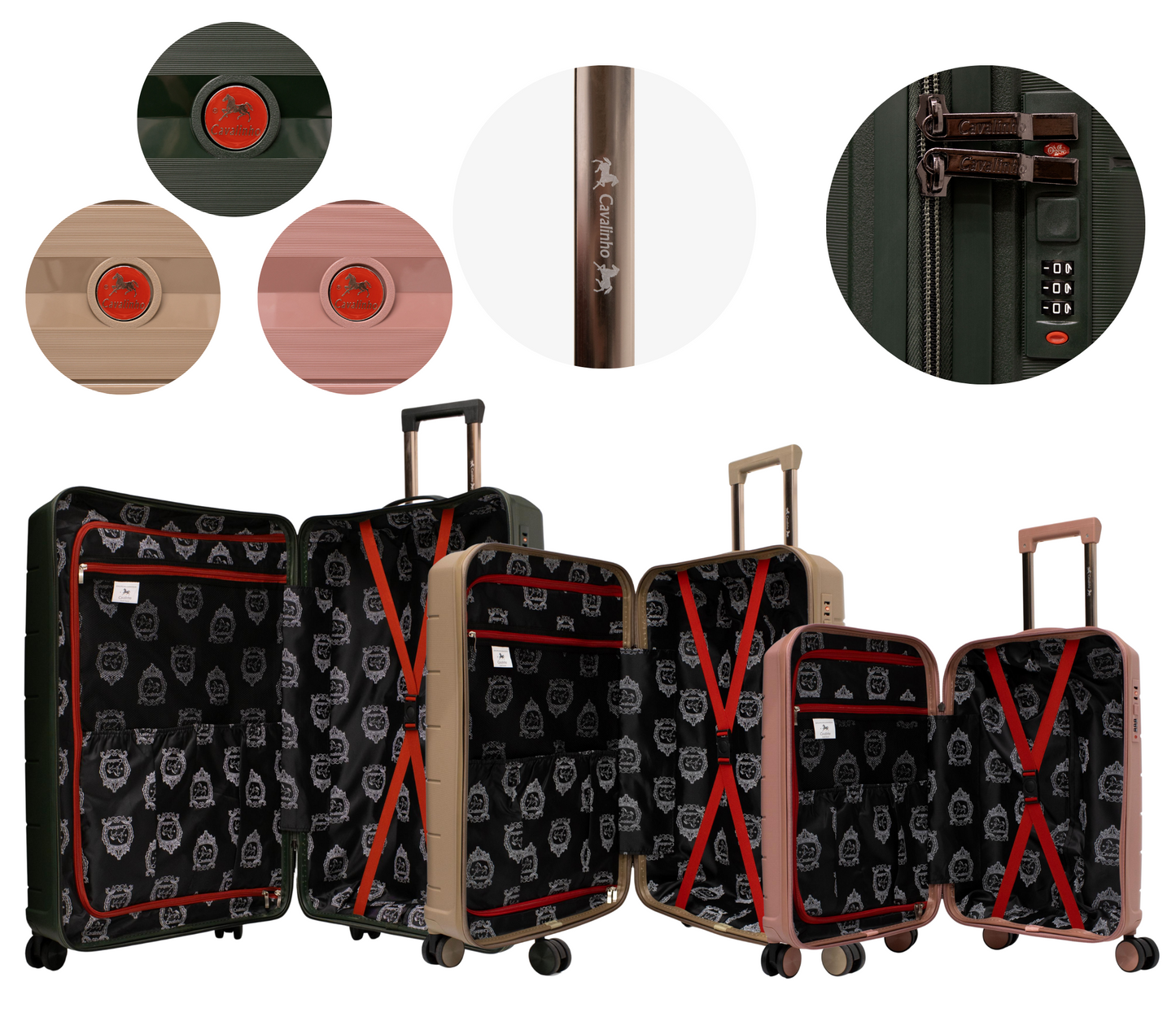 Cavalinho Canada & USA Oasis 3 Piece Luggage Set (20", 24" & 28") - RoseGold GoldenRod DarkOliveGreen - 68040001.180709.202428._4