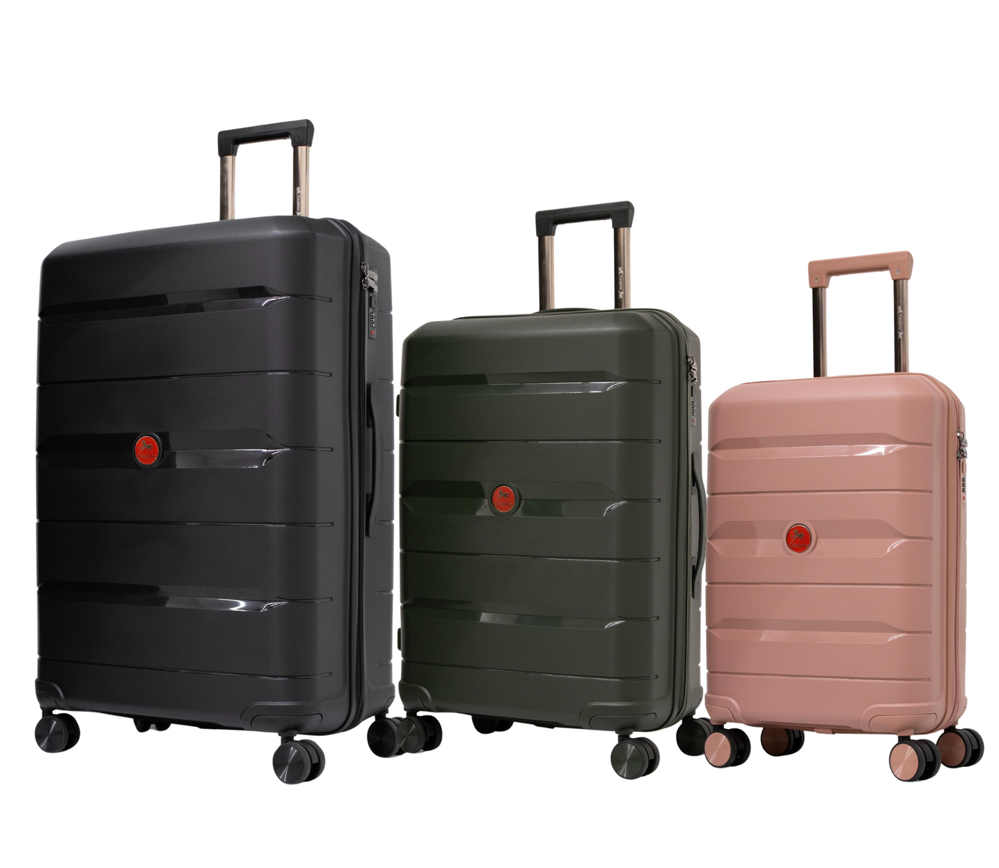Cavalinho Canada & USA Oasis 3 Piece Luggage Set (20", 24" & 28") - RoseGold DarkOliveGreen Black - 68040001.180901.202428._2
