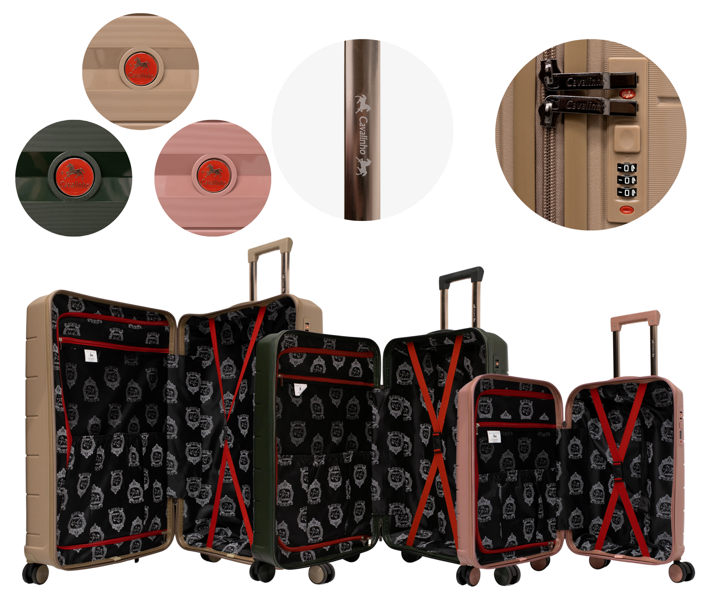 Cavalinho Canada & USA Oasis 3 Piece Luggage Set (20", 24" & 28") - RoseGold DarkOliveGreen GoldenRod - 68040001.180907.202428._4