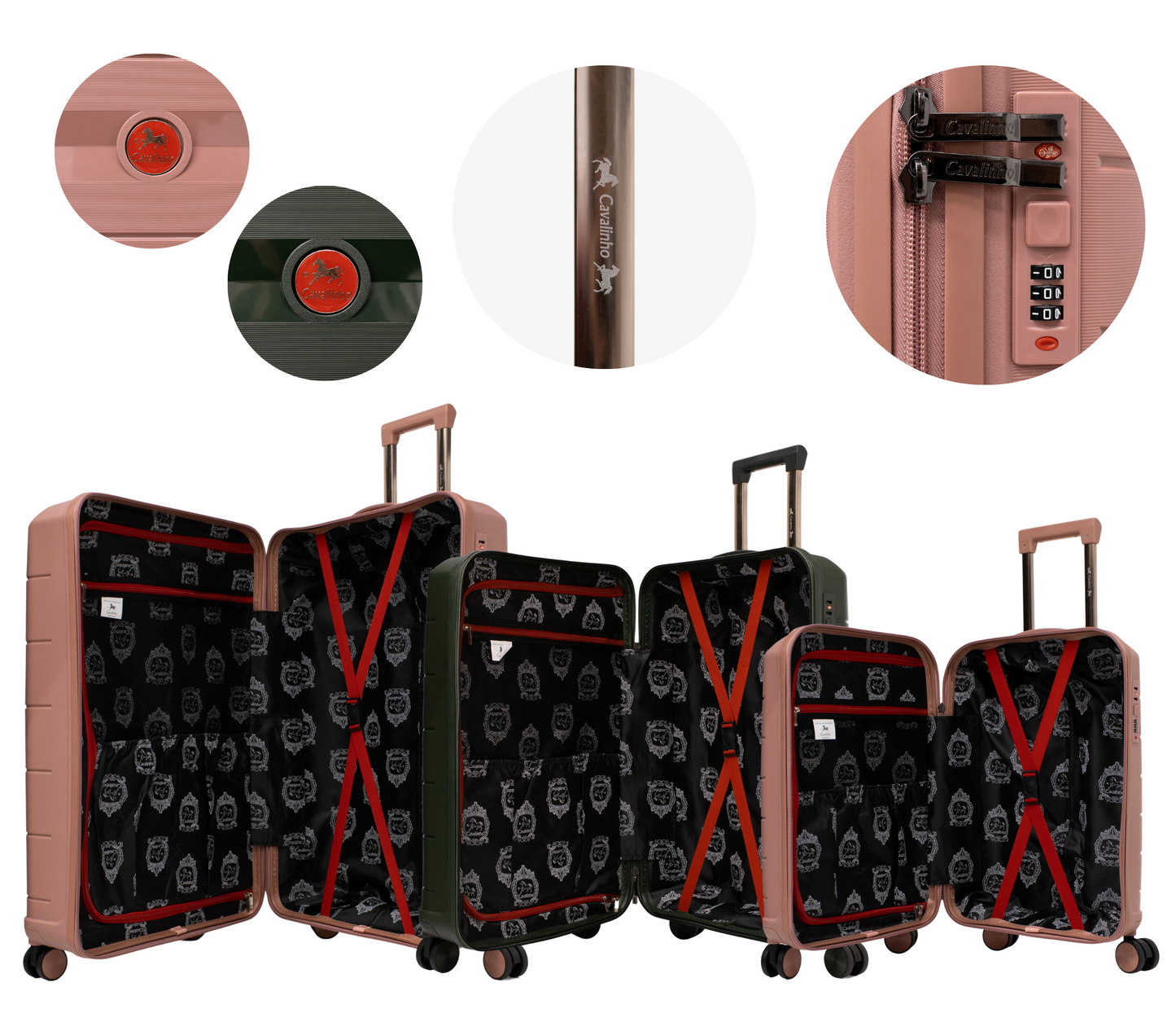 Cavalinho Canada & USA Oasis 3 Piece Luggage Set (20", 24" & 28") - RoseGold DarkOliveGreen RoseGold - 68040001.180918.202428._4