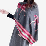 Relhok Horse scarf - Four Horses #color_Grey and Red