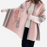 Relhok Horse scarf - Four Horses #color_Pink and Grey