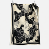 Horse Print Shawl & Blanket Scarf #print_Black / Beige