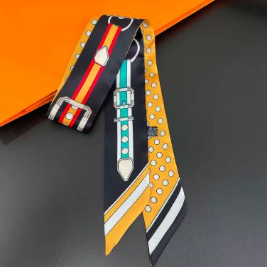 Mini Scarf #print_Belt Dots Black Yellow