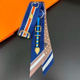 Mini Scarf #print_Belt Dots Blue Saddle