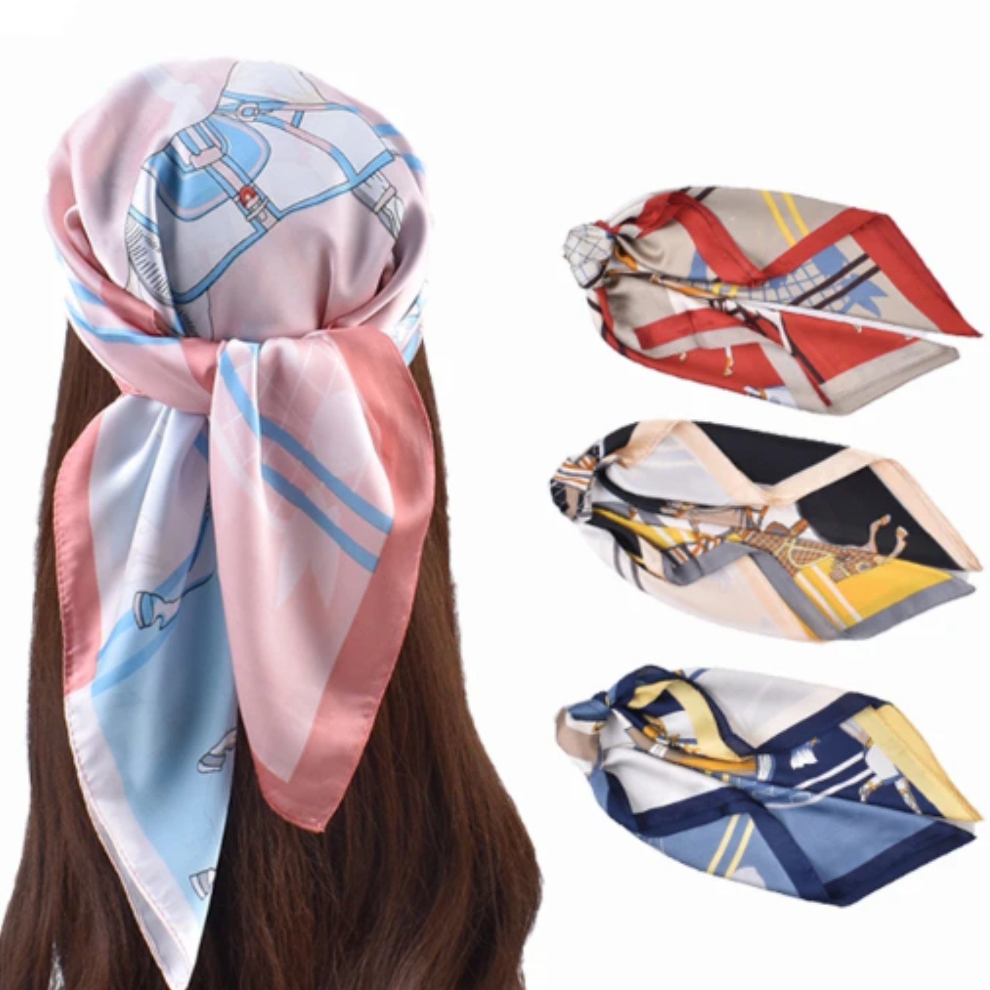 Relhok Multiple Horses Scarf #color_Pink and Blue, Red, Blue and Yellow, Black and Yellow