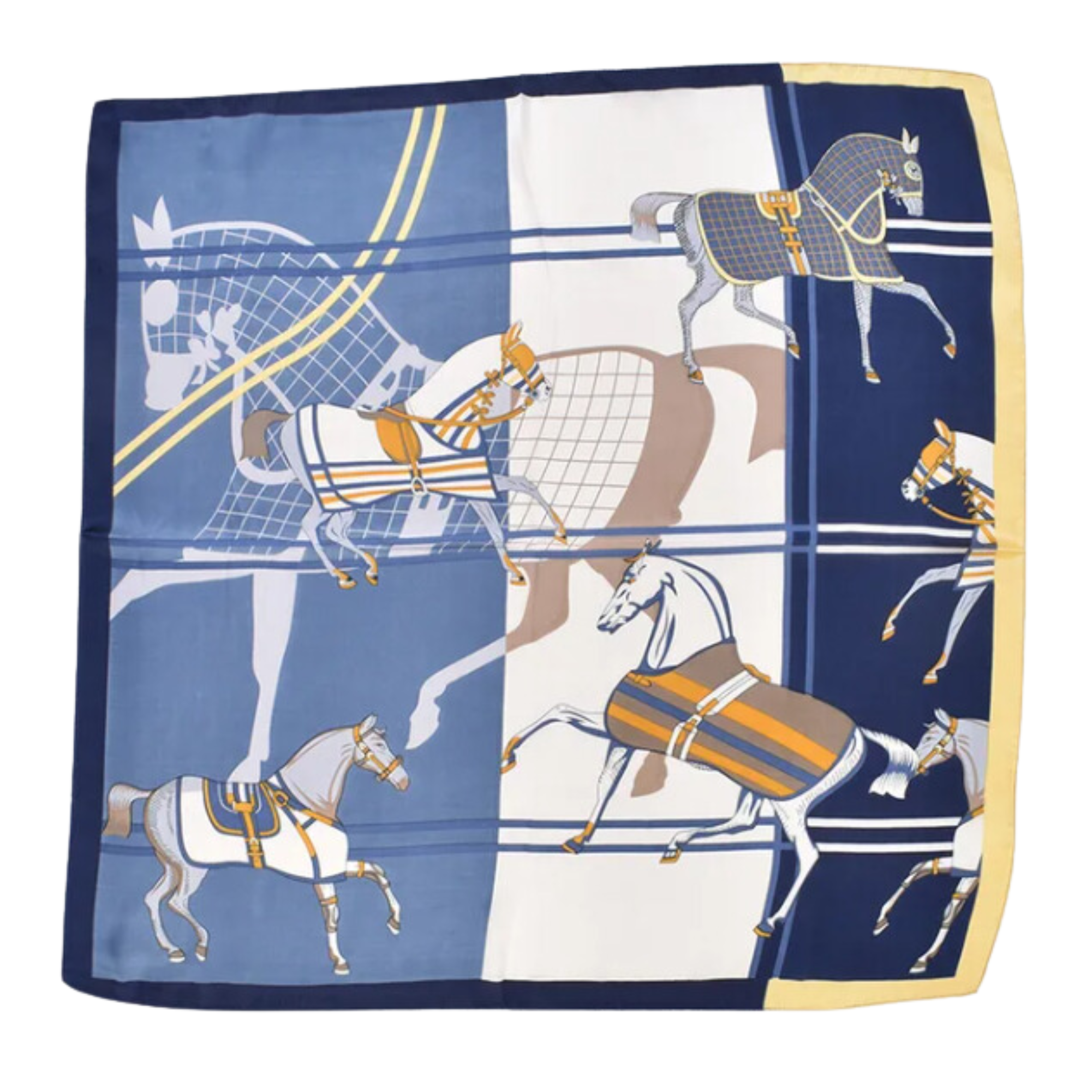 Relhok Multiple Horses Scarf #color_Blue and Yellow